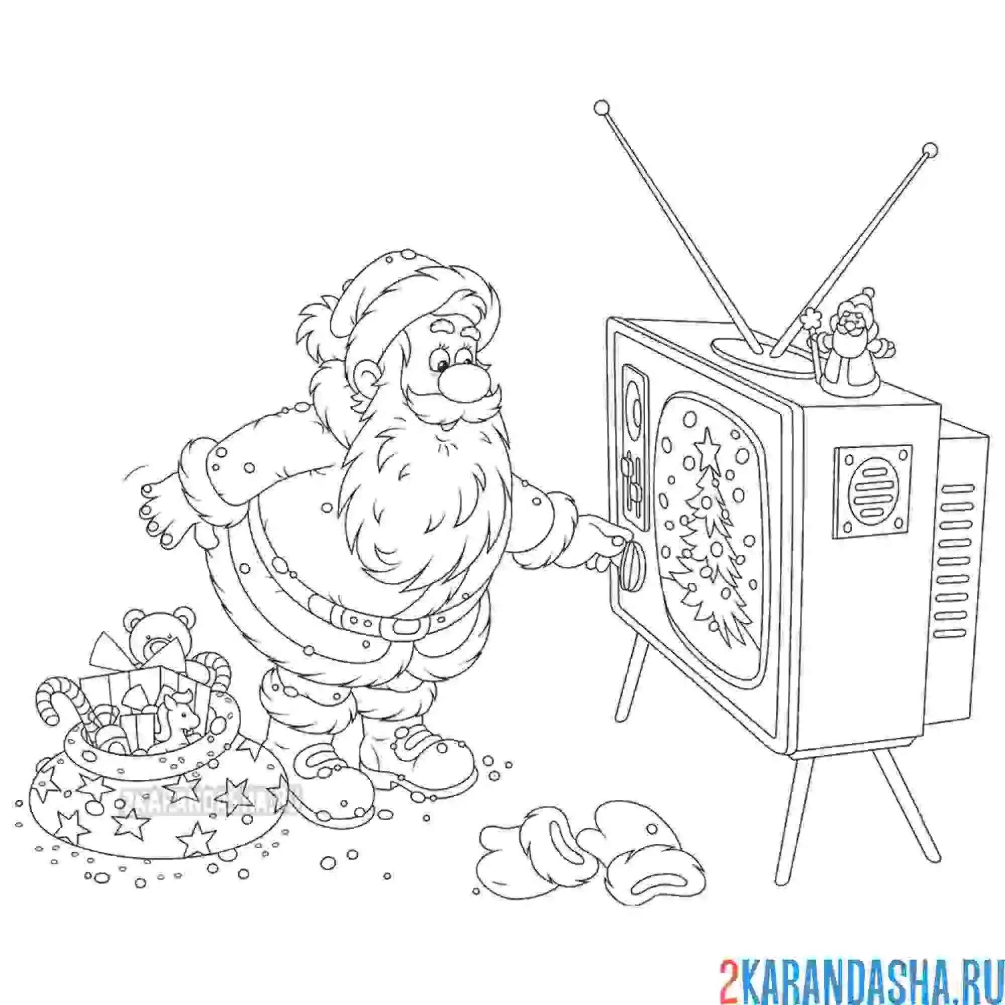 Раскраска дед мороз на новый год