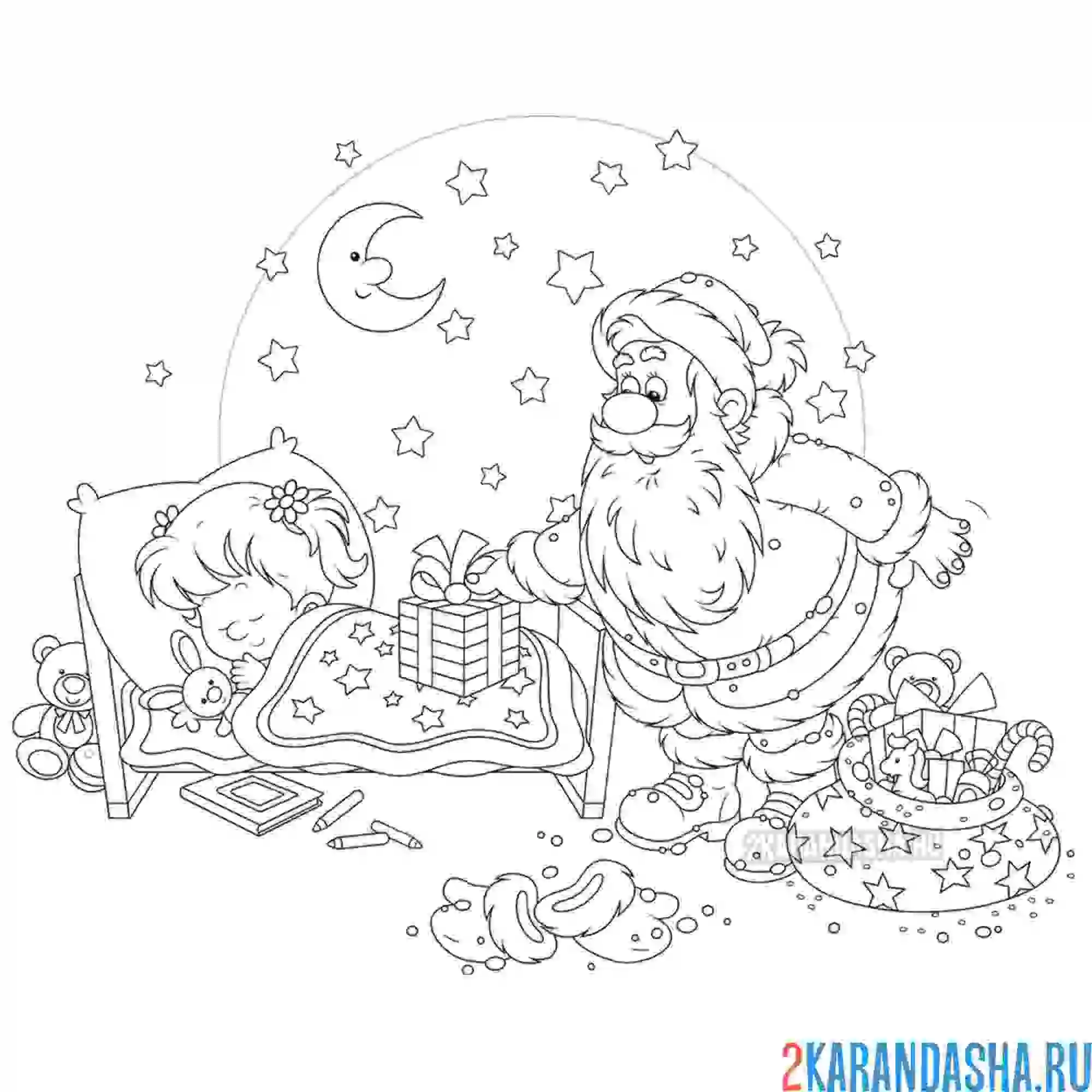 Раскраска новогодняя ночь