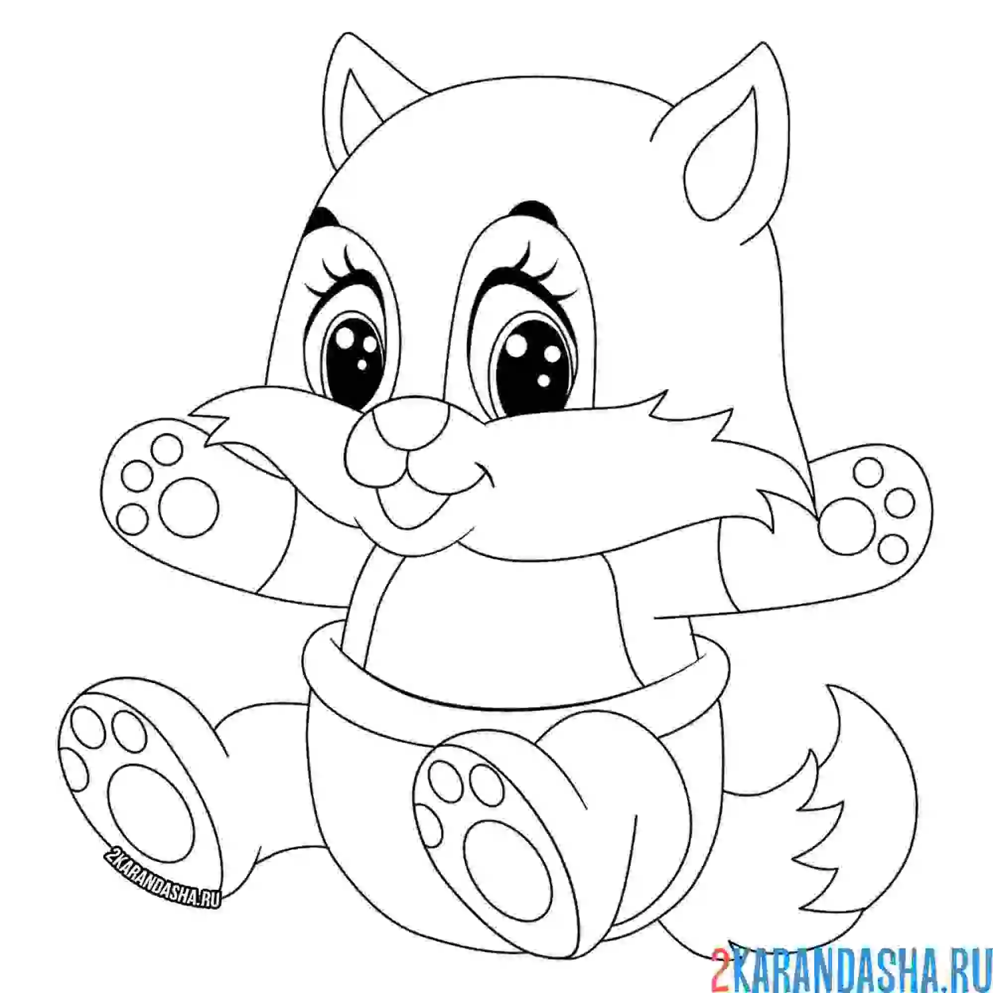 Раскраска енотик в подгузниках