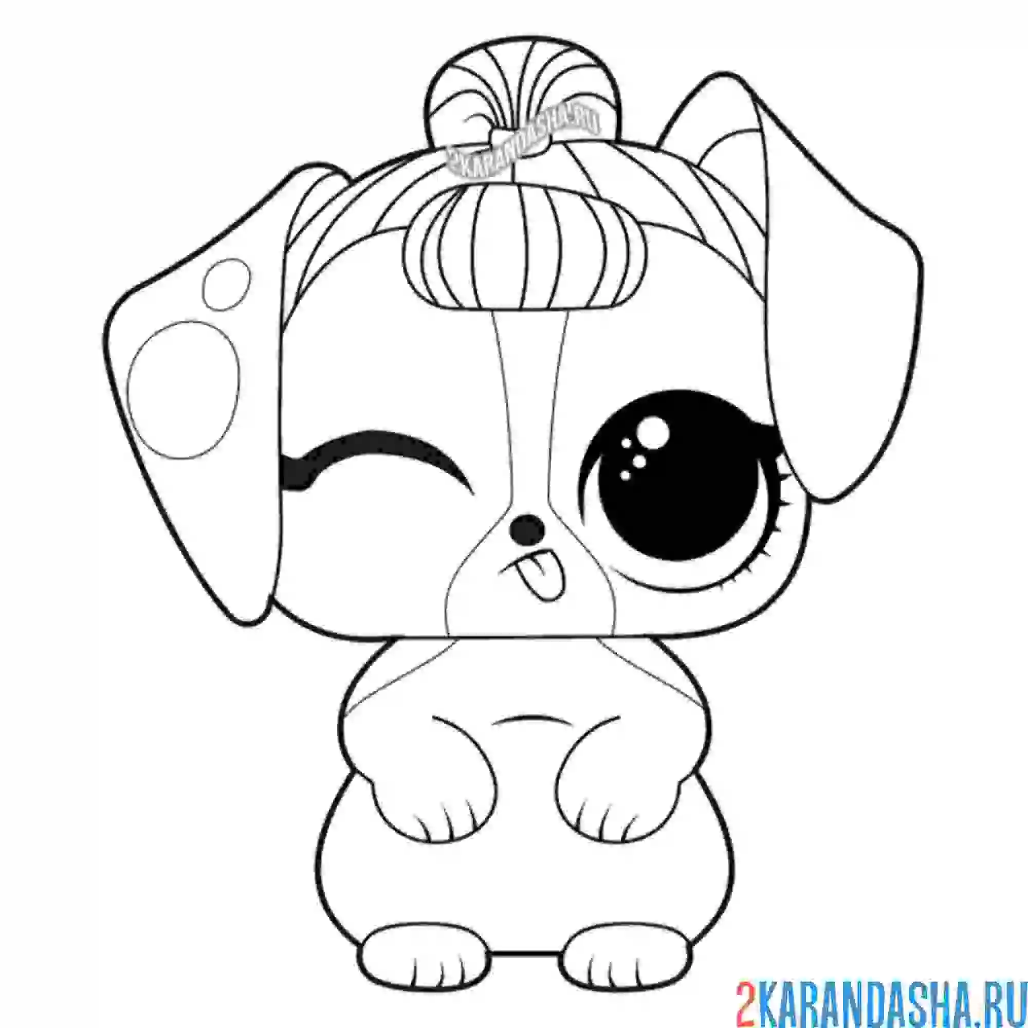 Раскраска лол питомцы милый щенок