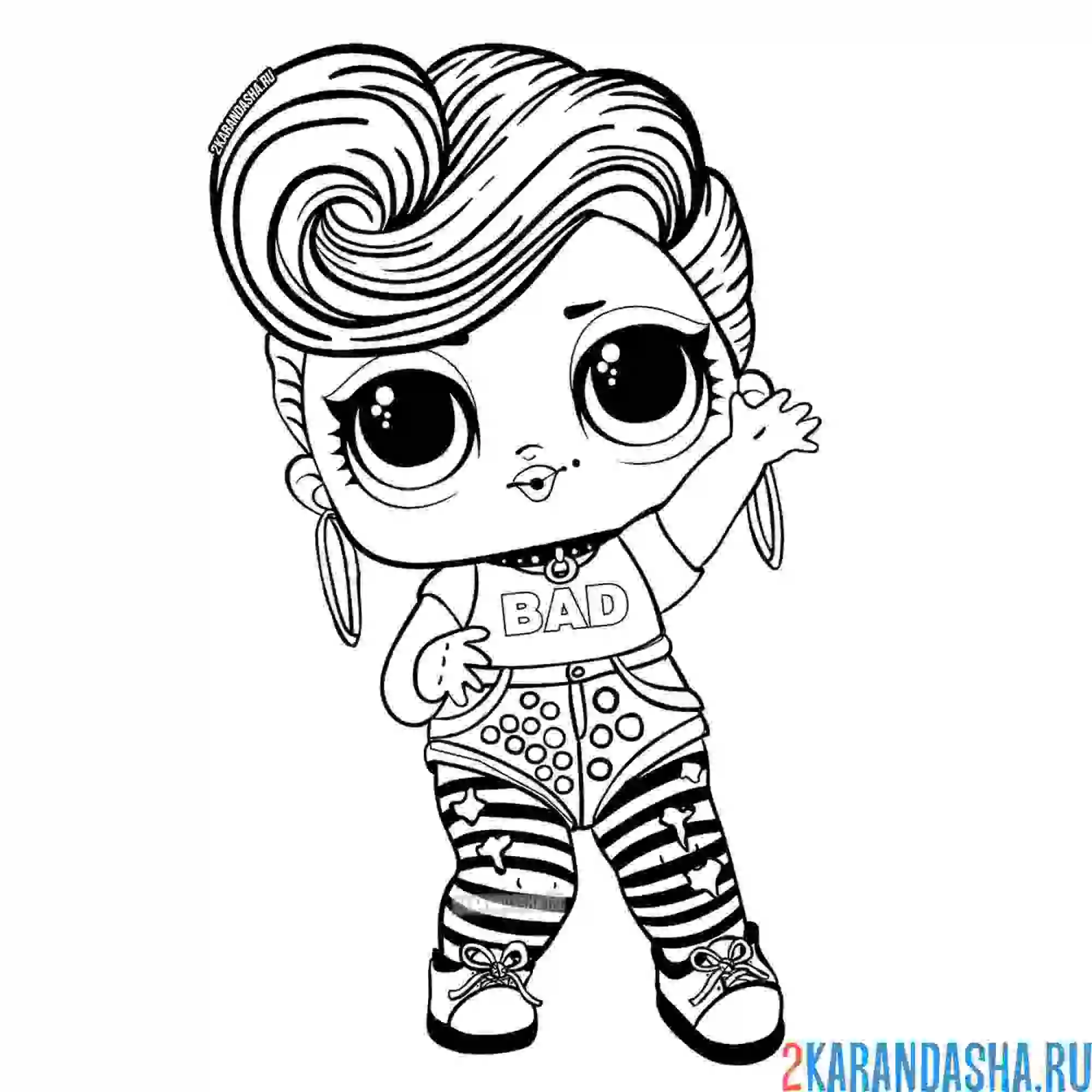Раскраска кукла лол с волосами бхадди