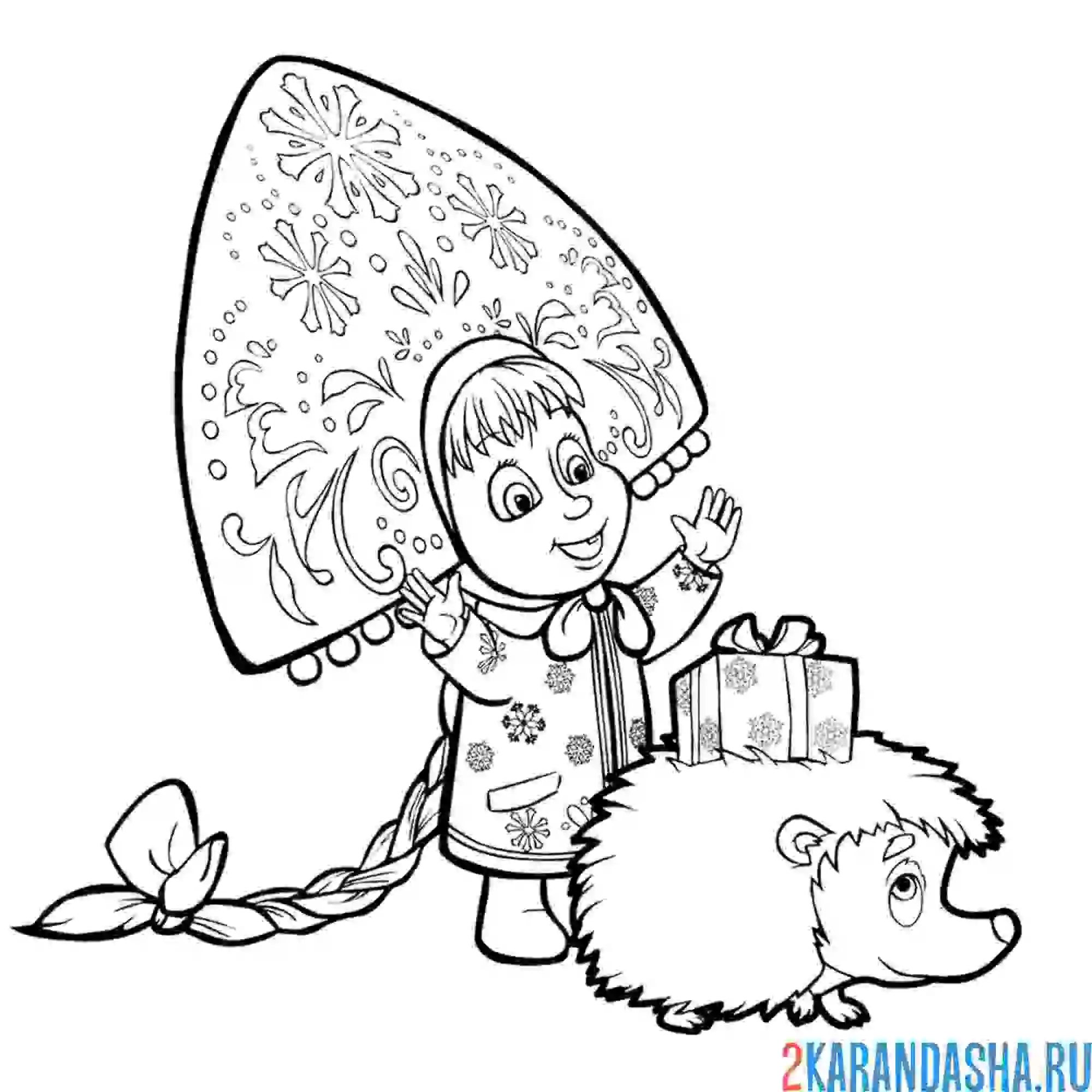 Раскраска маша новый год