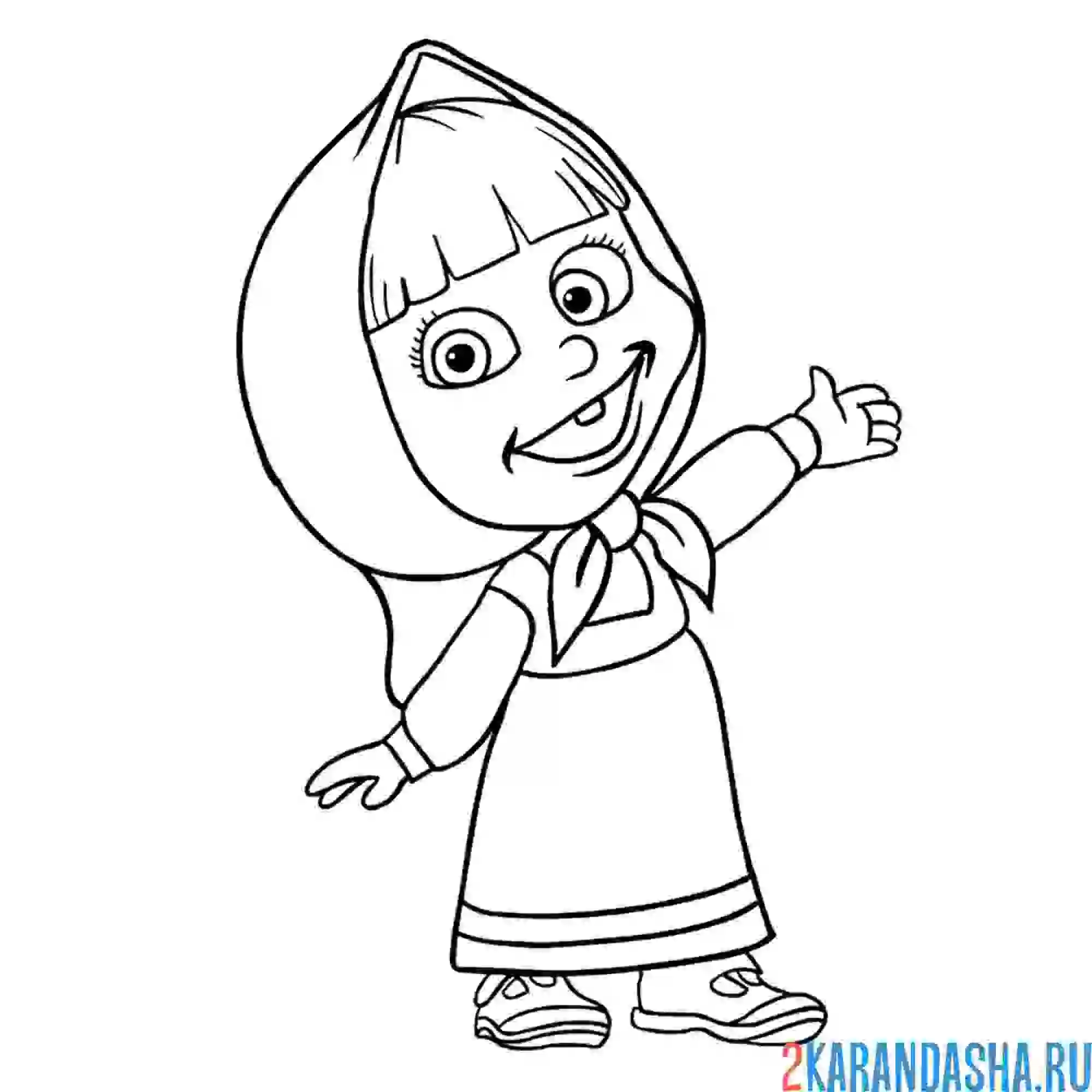 Раскраска довольная маша