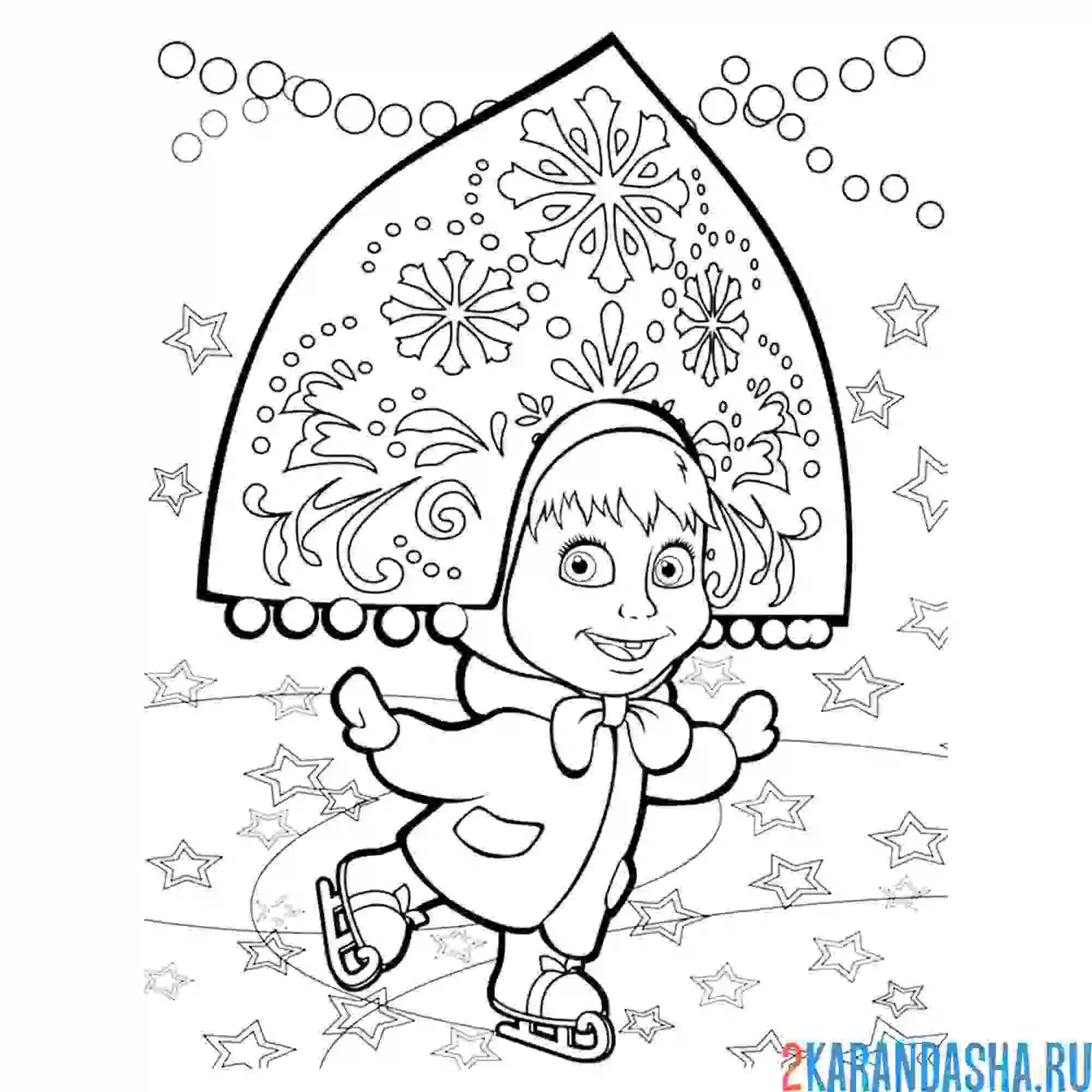 Раскраска маша новогодняя серия