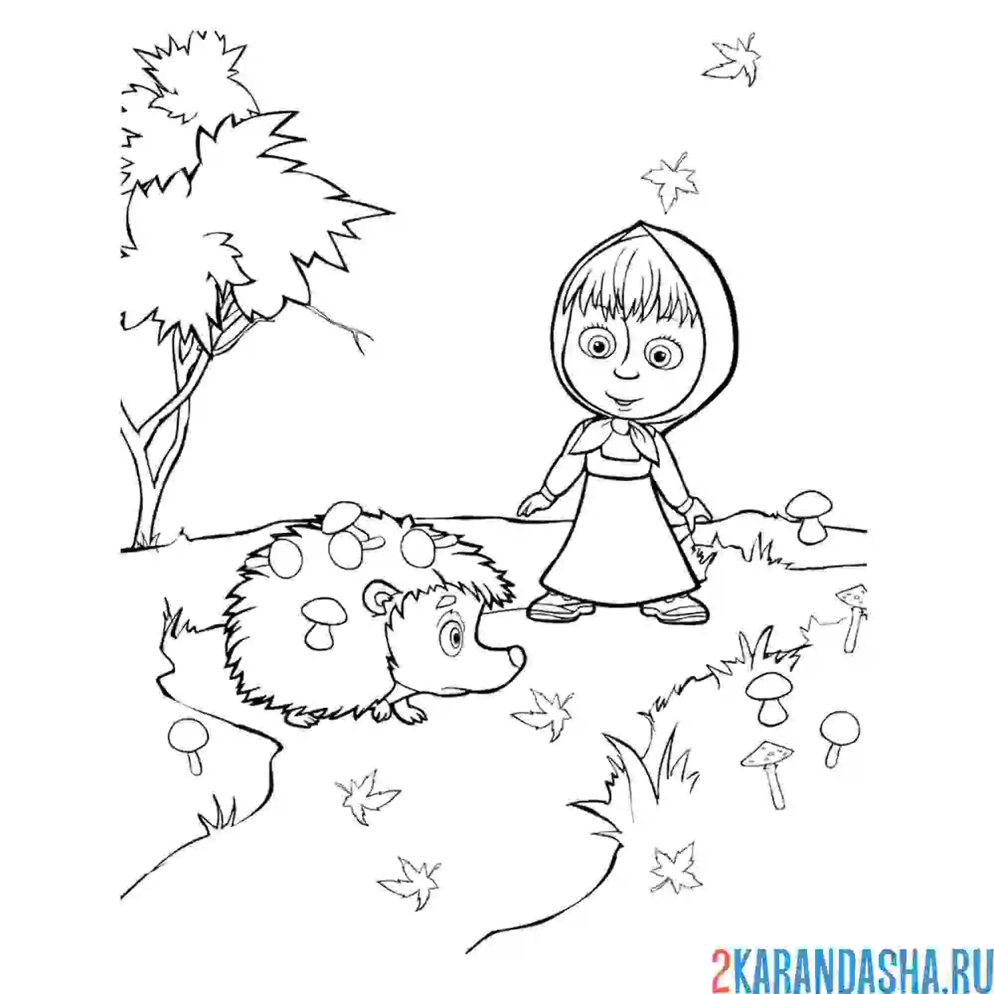 Раскраска маша и ежик