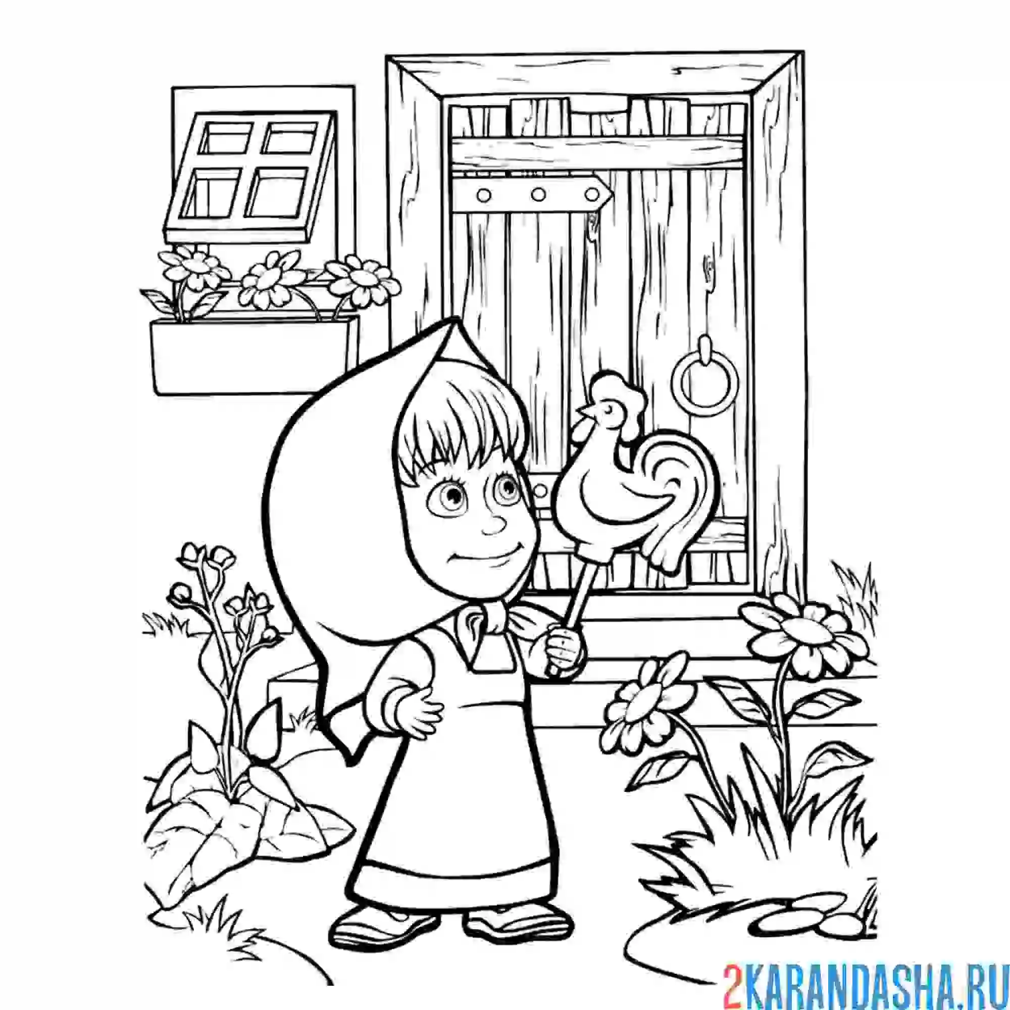 Раскраска маша и леденец