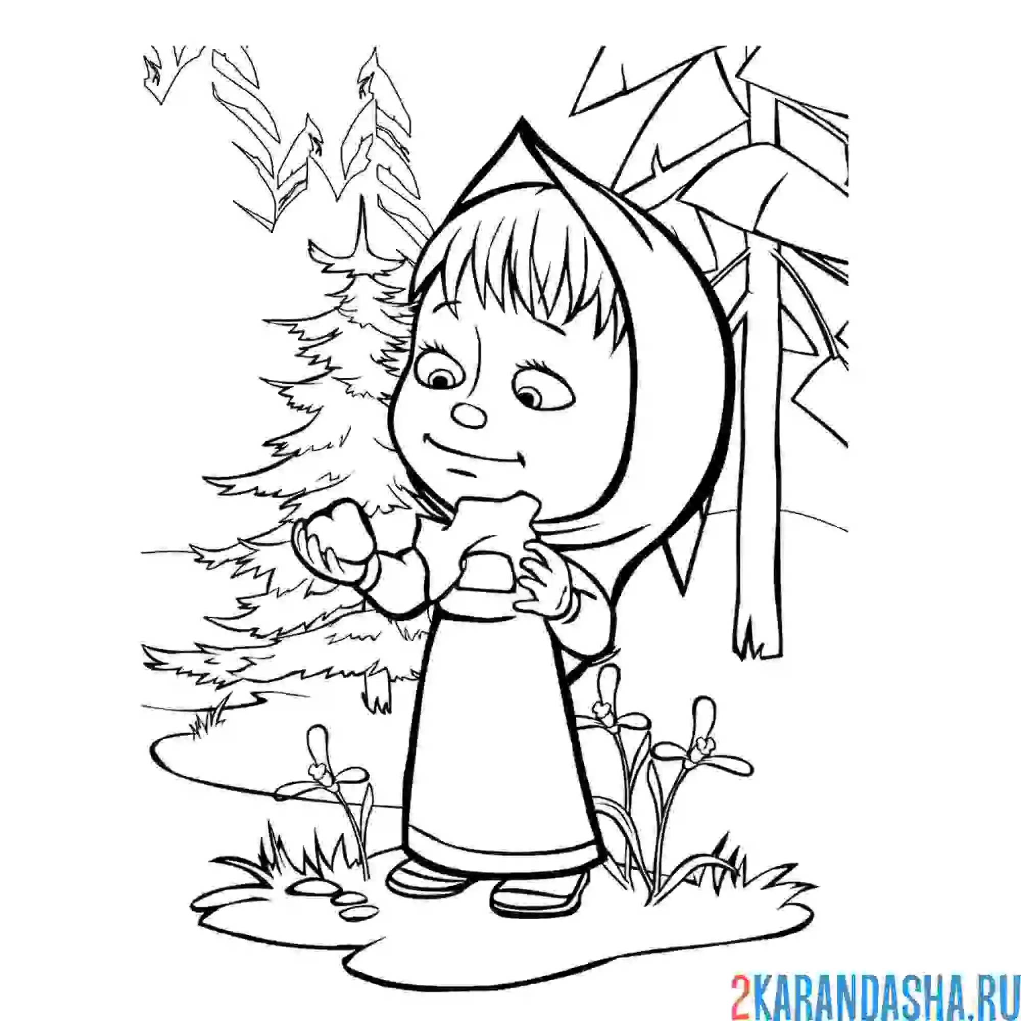 Раскраска маша и конфета