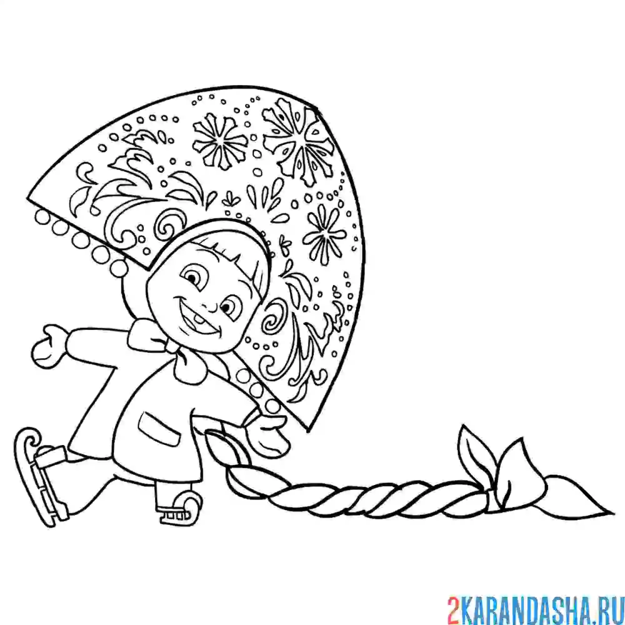 Раскраска маша снегурочка на новый год