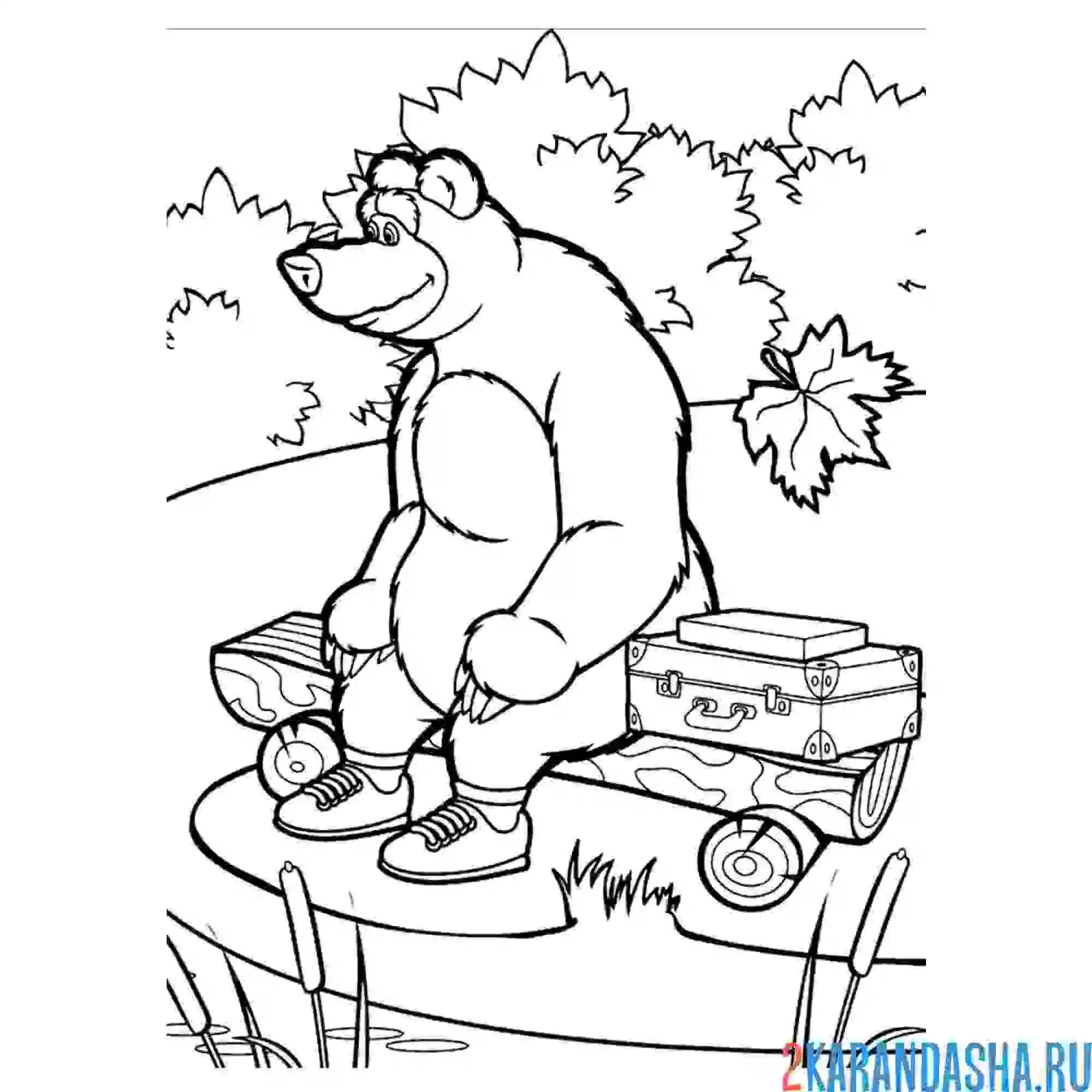 Раскраска миша сидит на лавке