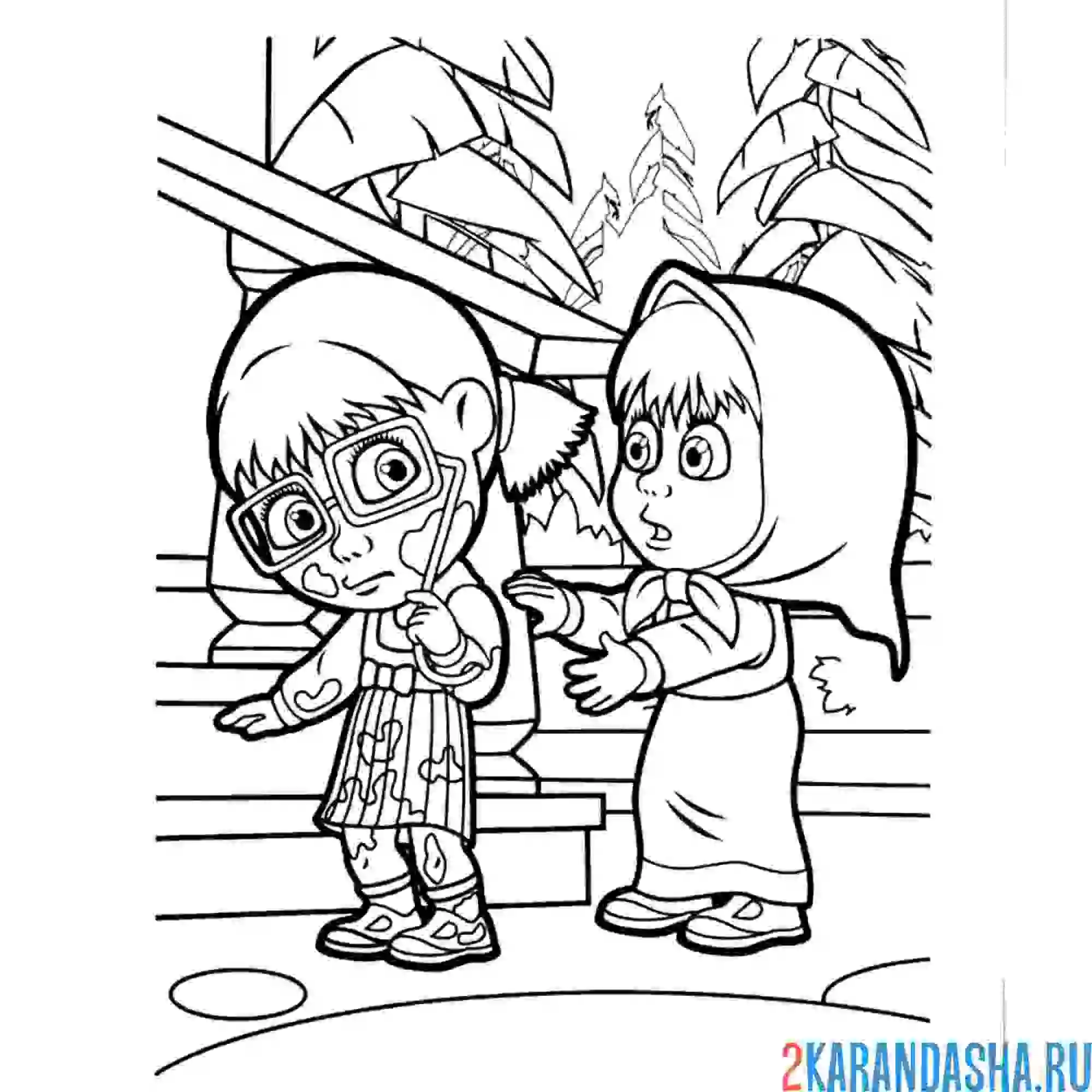Раскраска маша и девочка