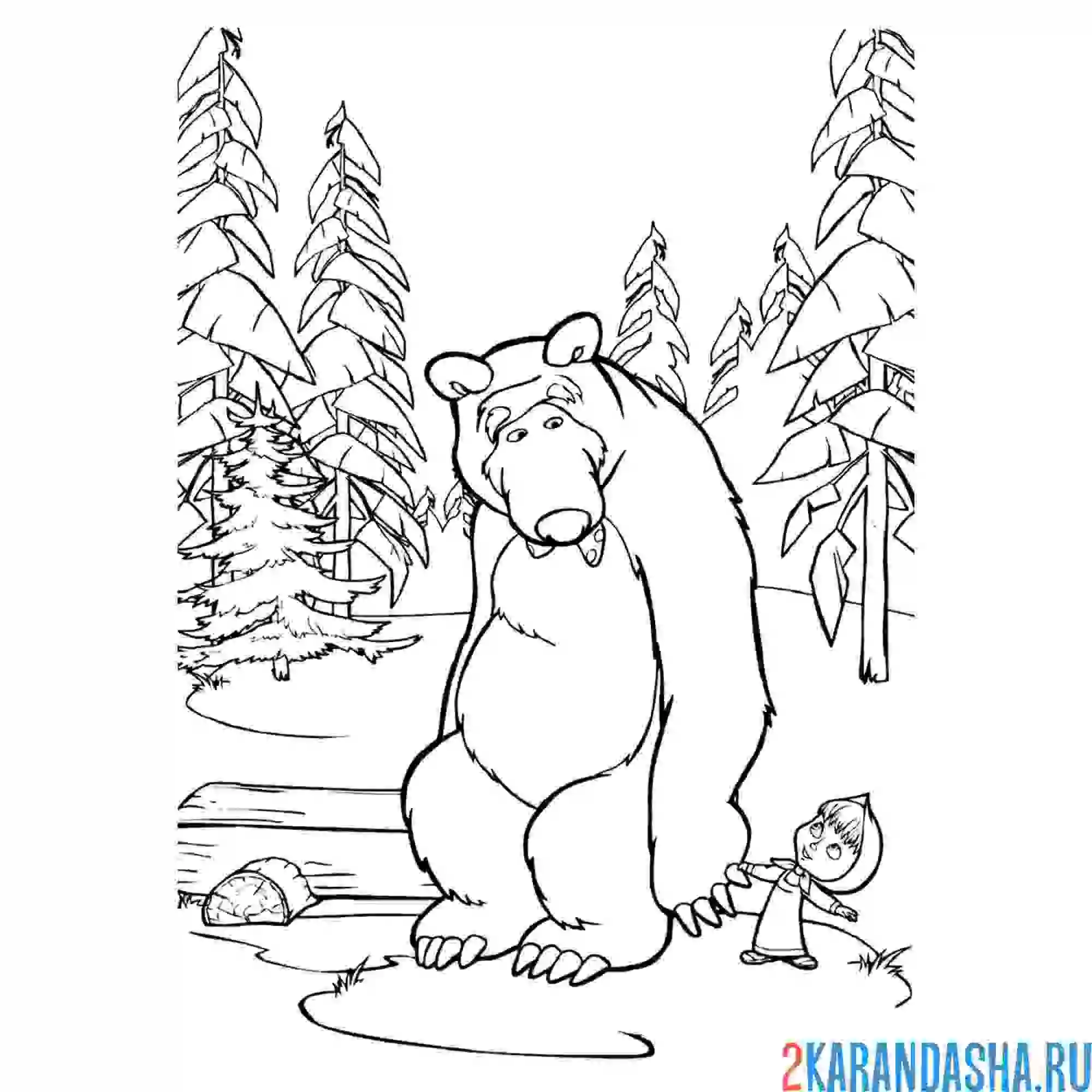 Раскраска маша разговаривает с мишей