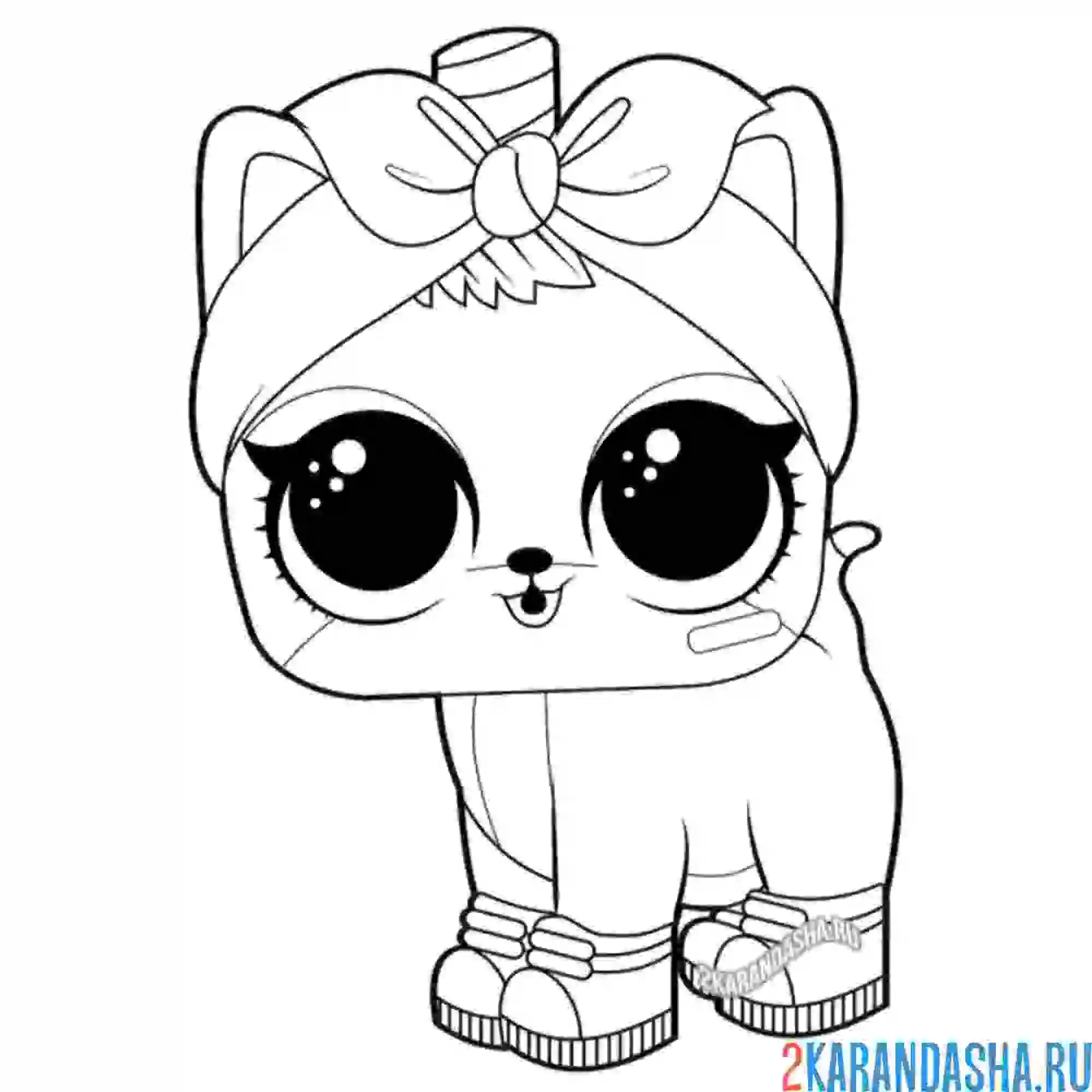 Раскраска куклы лол питомцы котенок мурлыка