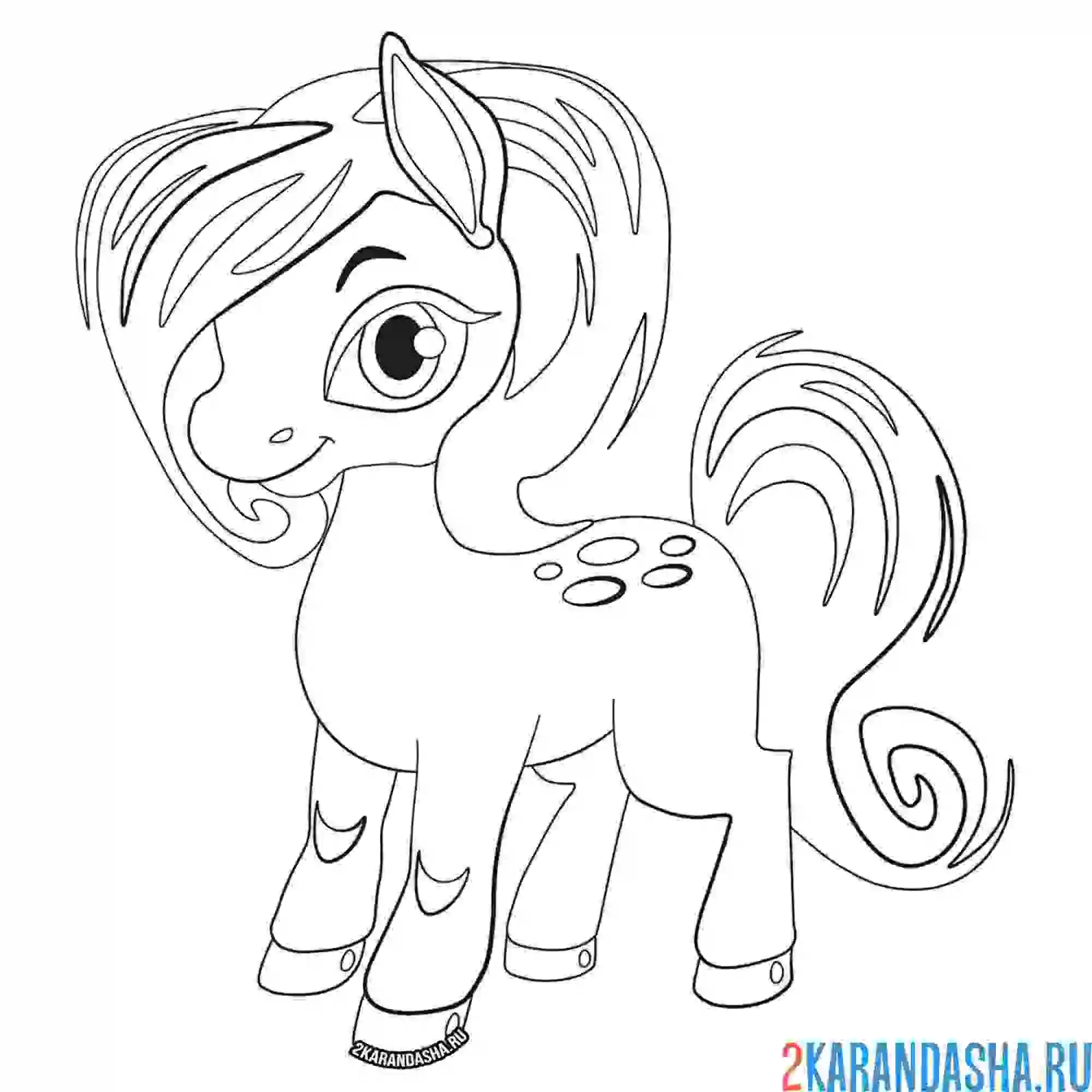 Раскраска пони с розовой гривой