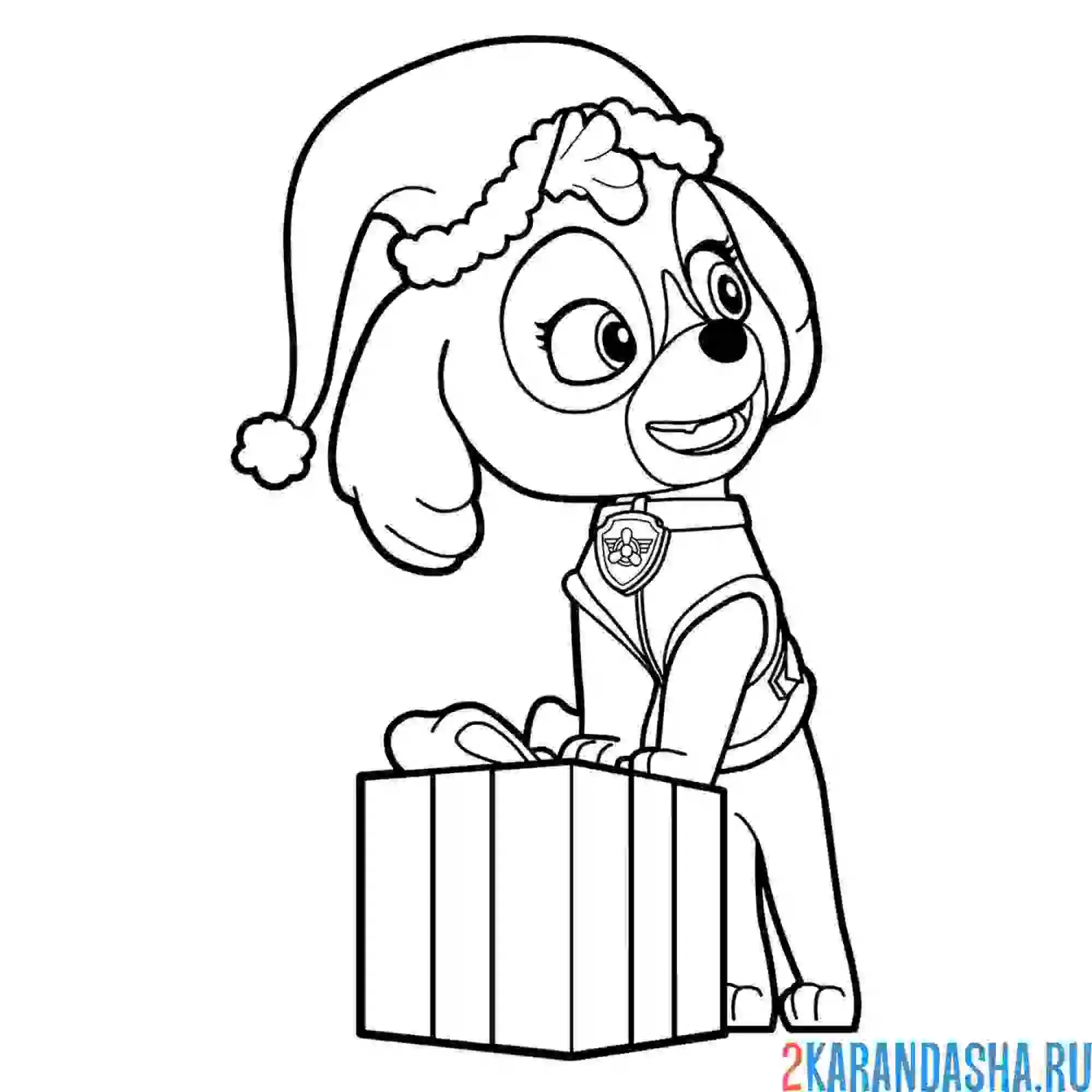 Раскраска скай на новый год