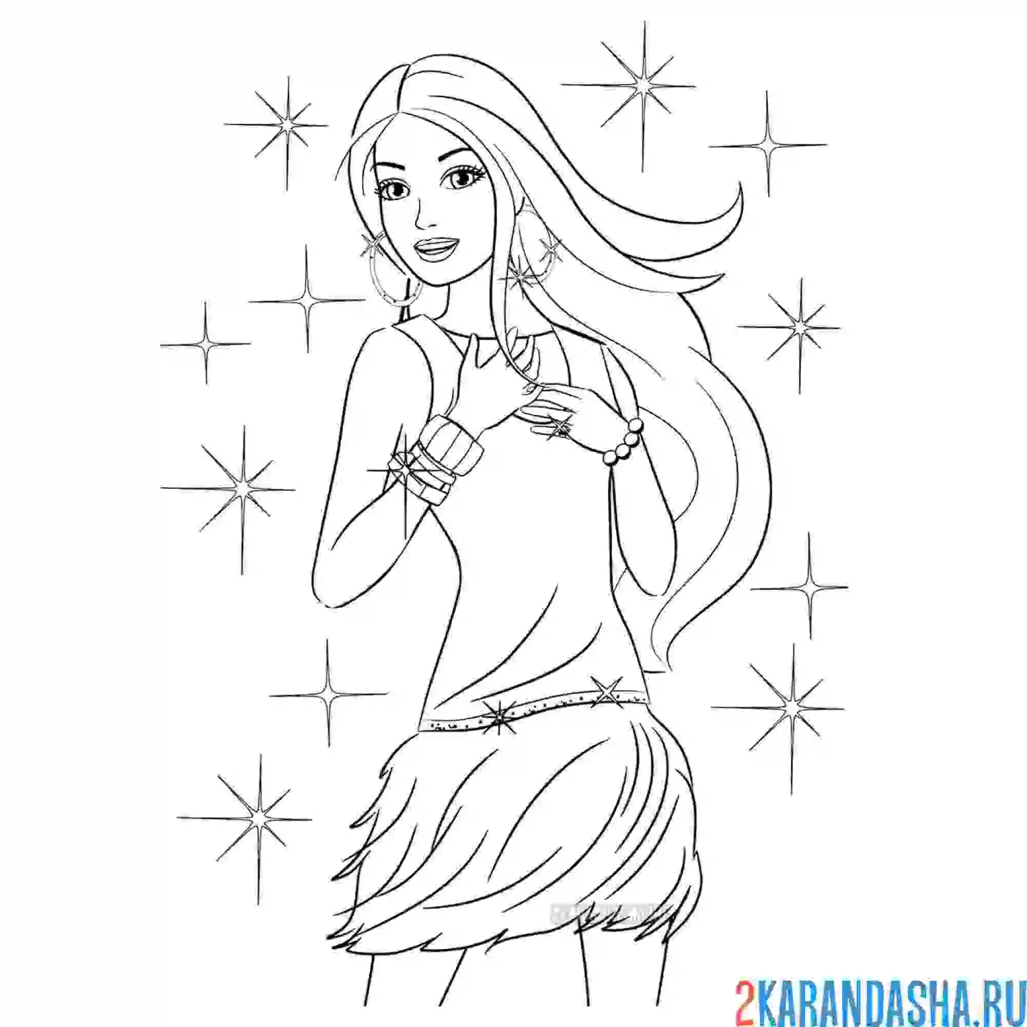 Раскраска барби в блестках и бижутерии