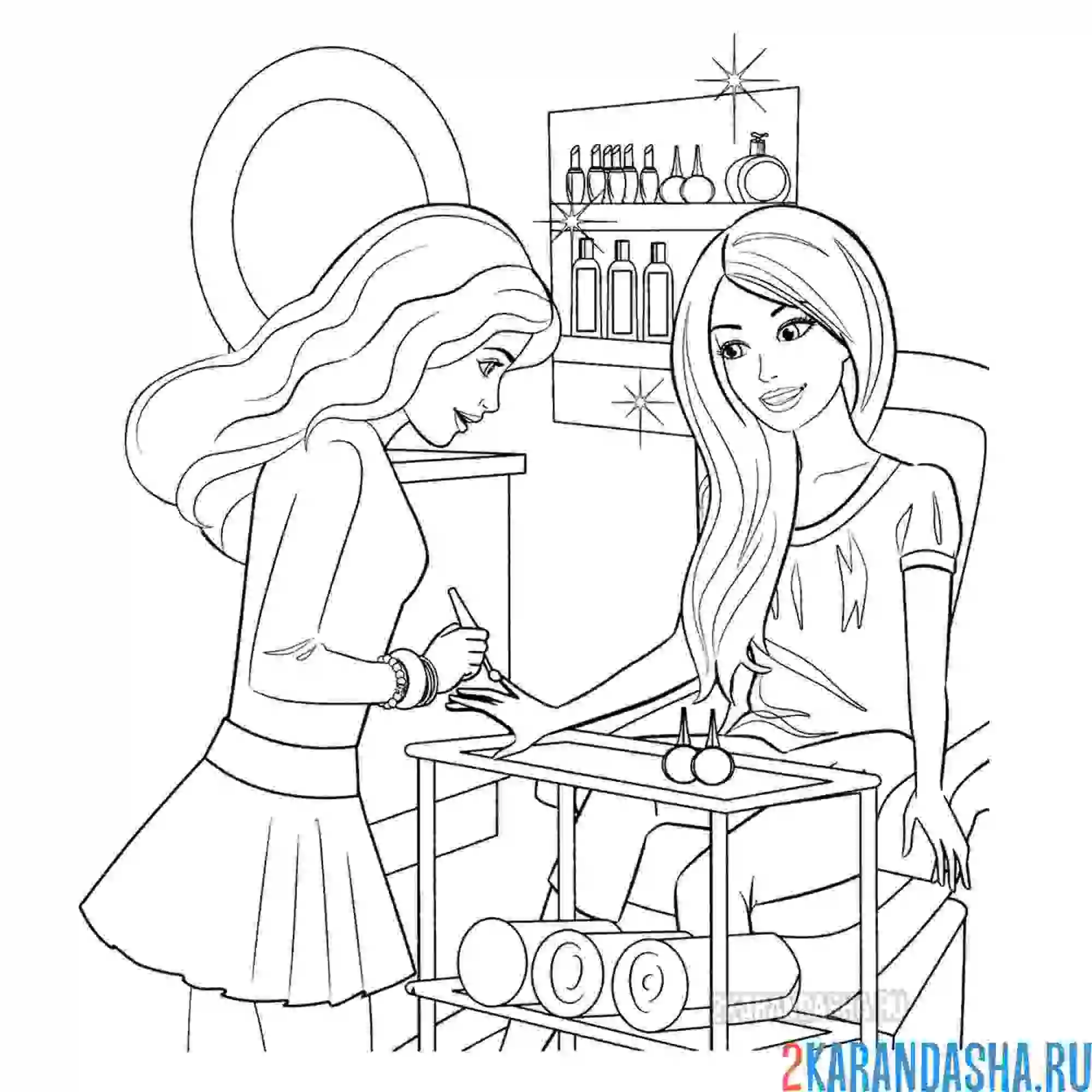 Раскраска барби в салоне красоты