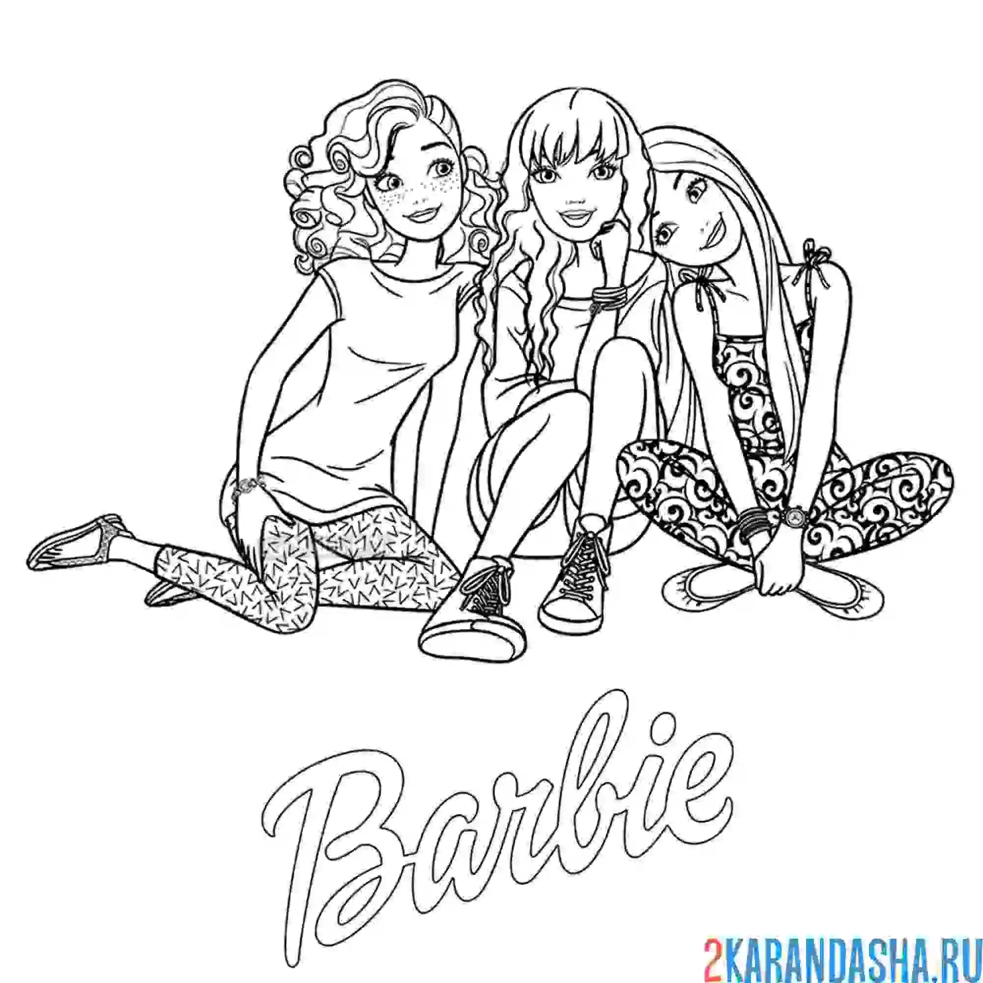 Раскраска куклы барби красавицы подружки