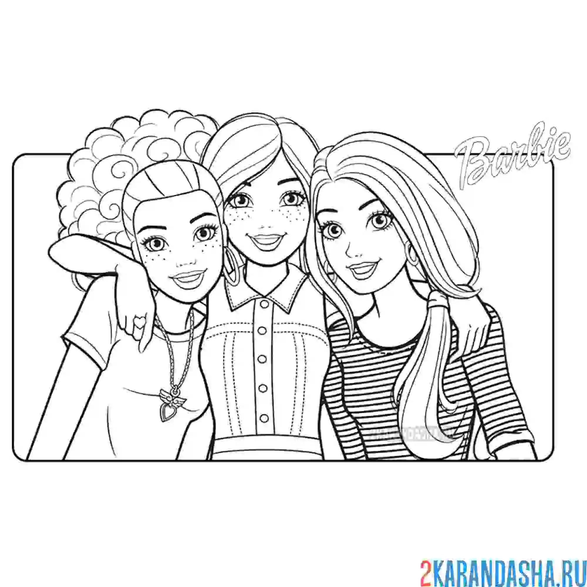 Раскраска барби студентки красавицы