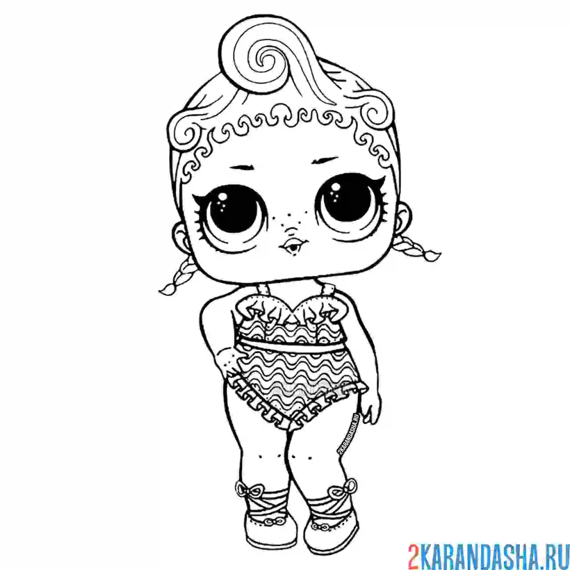 Раскраска кукла лол в купальнике драгоценаая