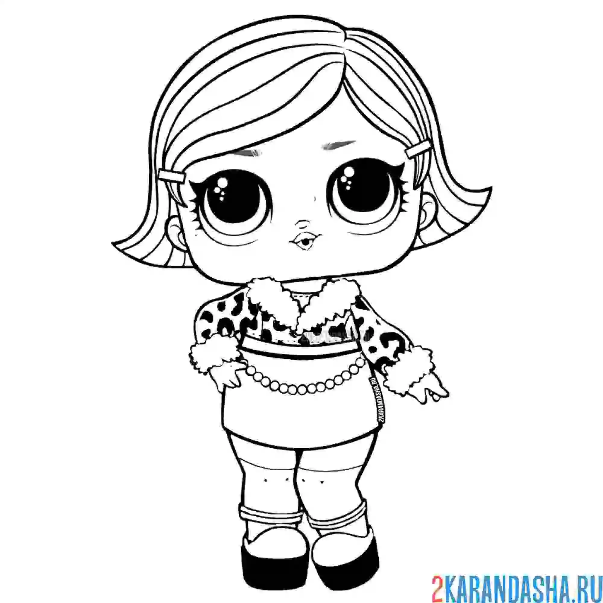 Раскраска кукла лол в короткой юбке