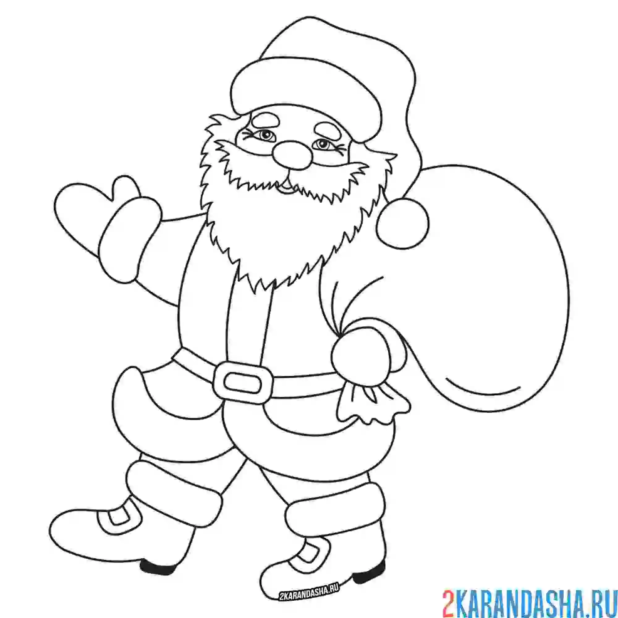 Раскраска дед мороз для детей
