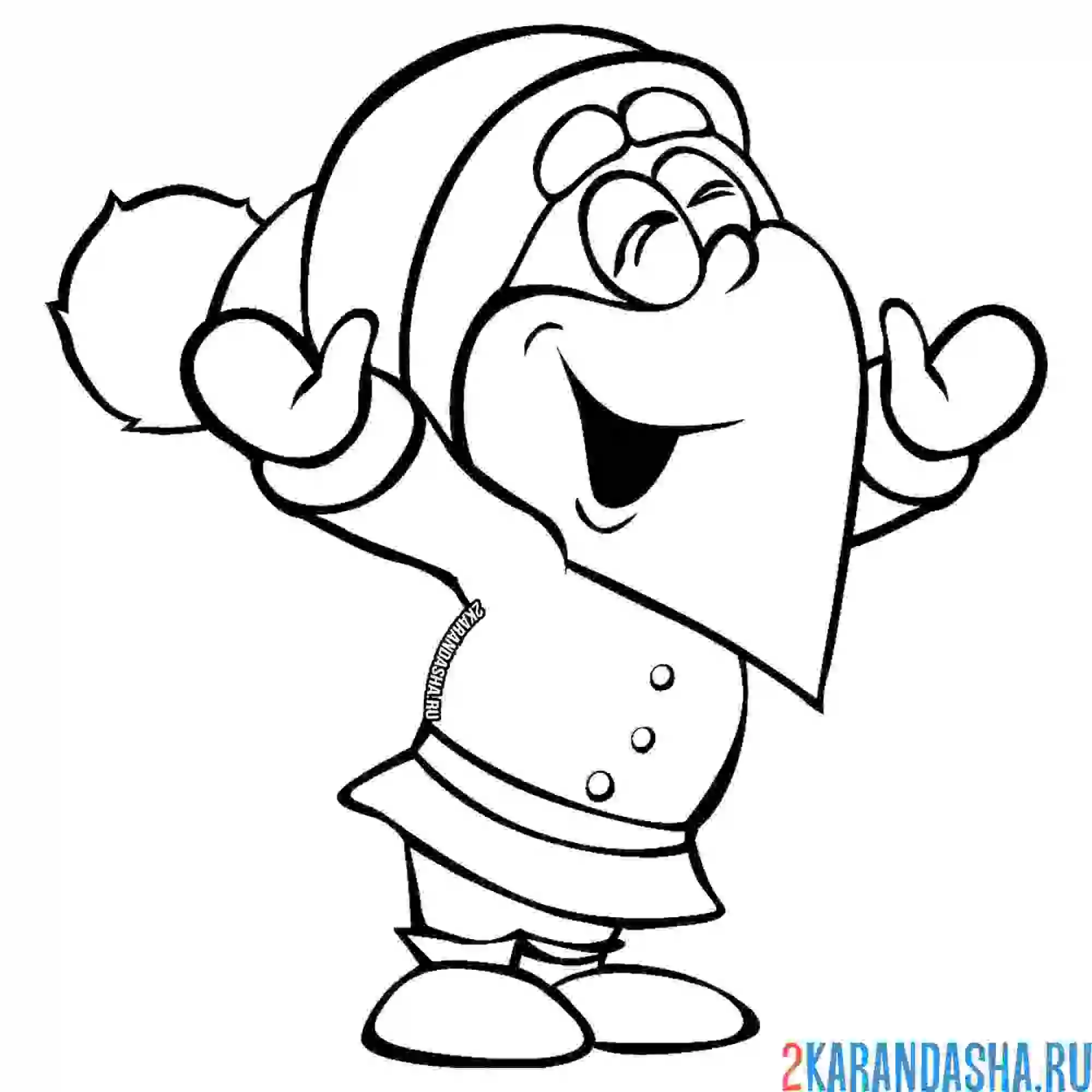 Раскраска новогодний санта