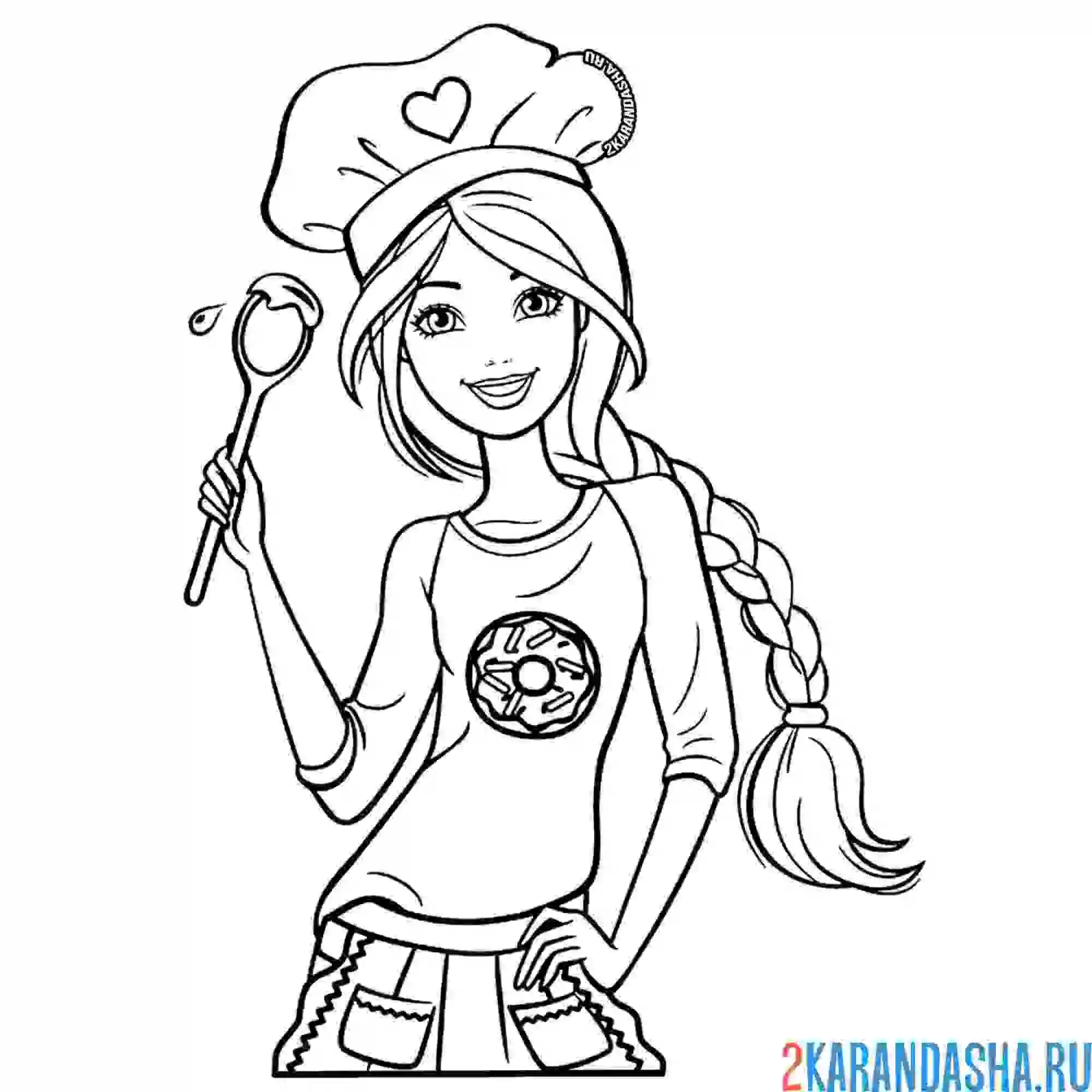 Раскраска барби девушка повар