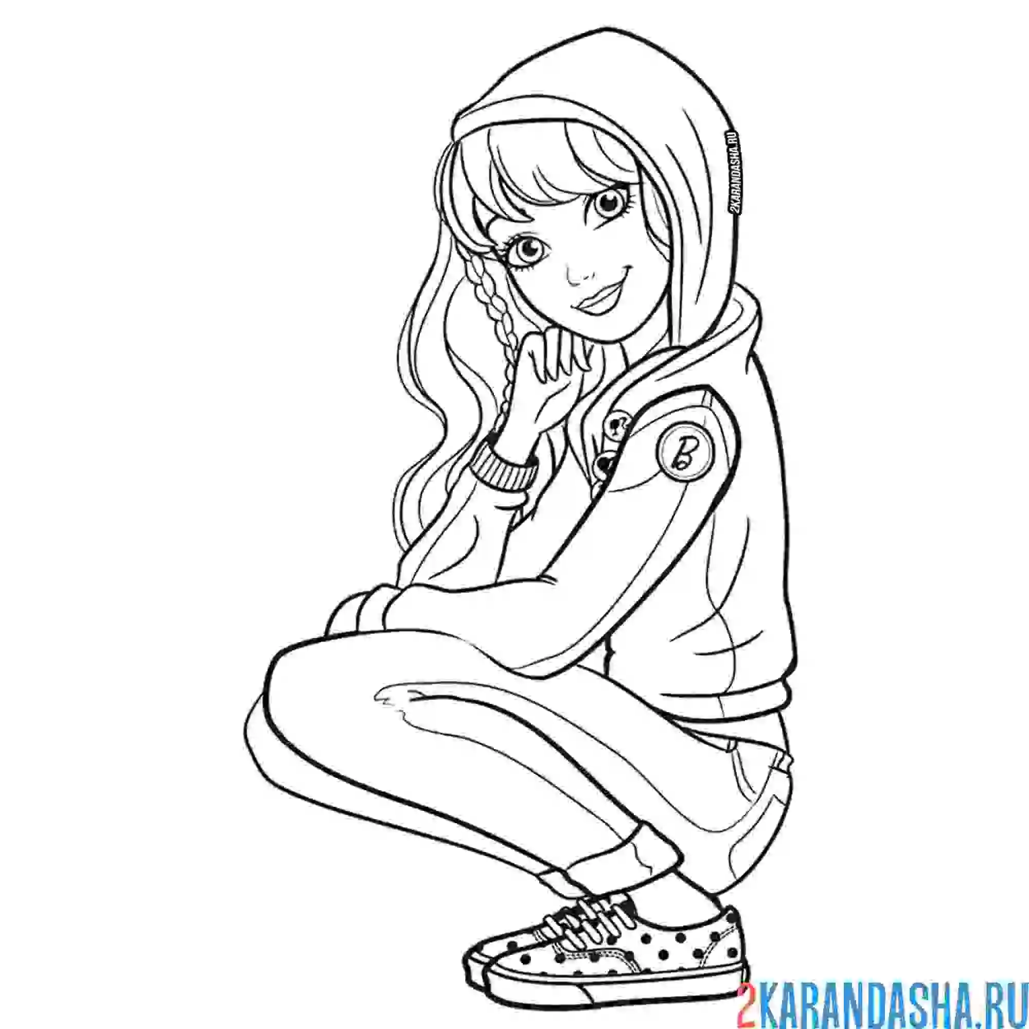 Раскраска барби кукла в кедах