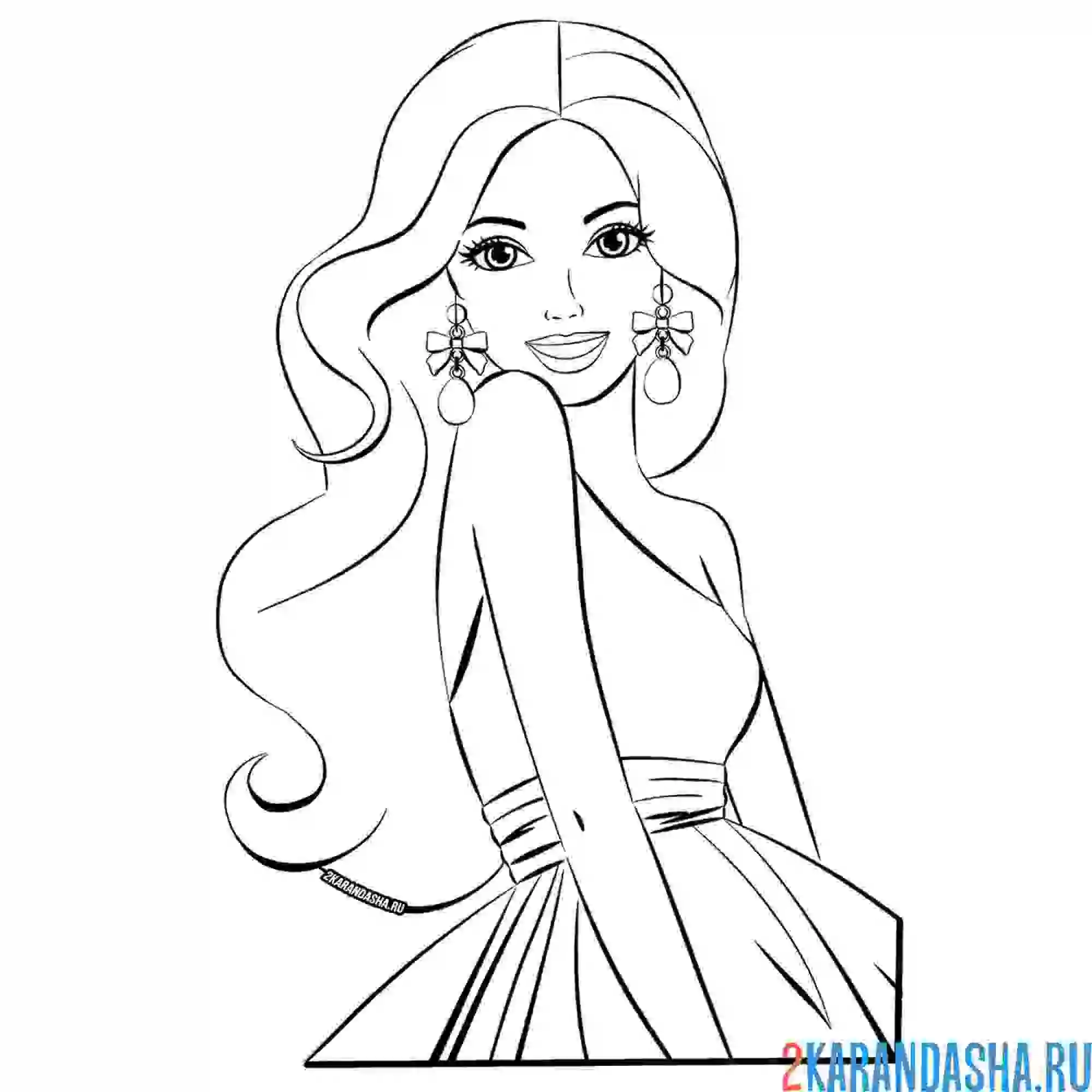 Раскраска барби шикарная дама в платье