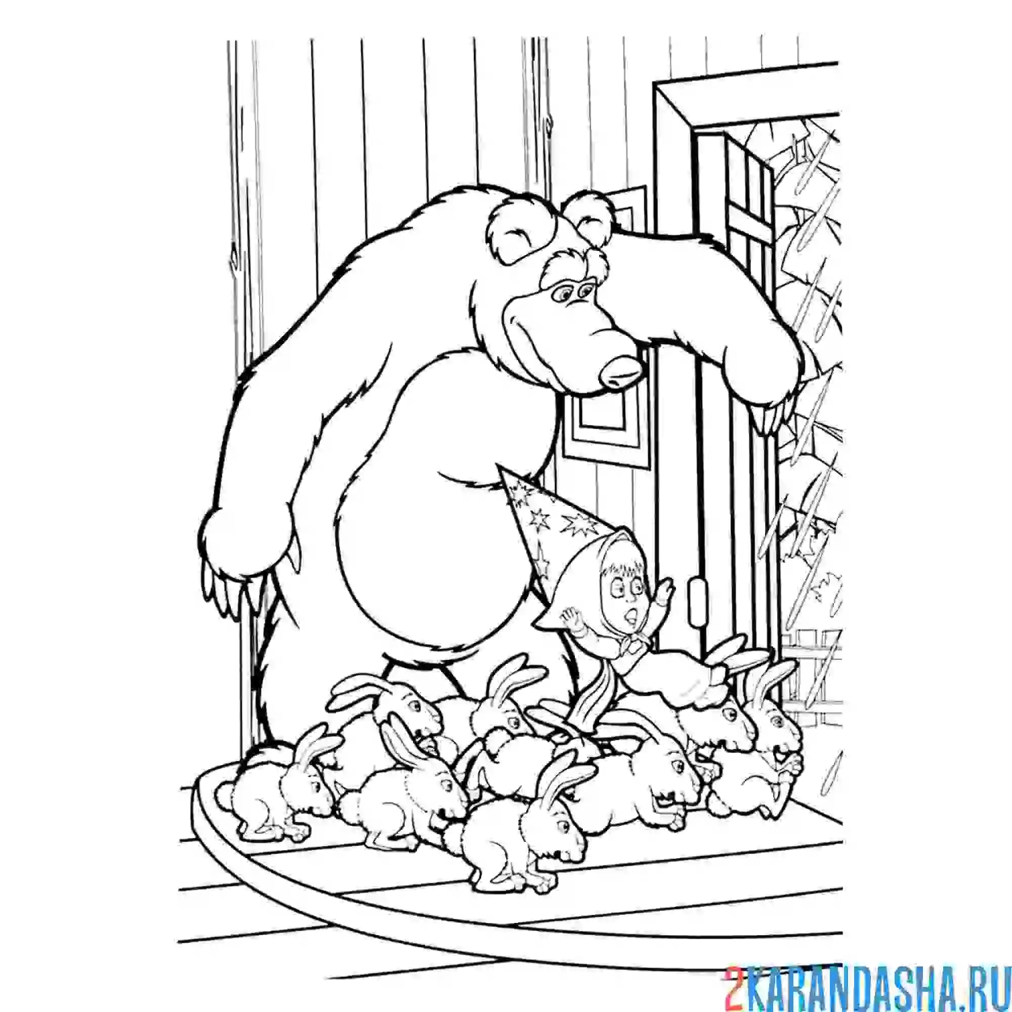 Раскраска миша и кролики