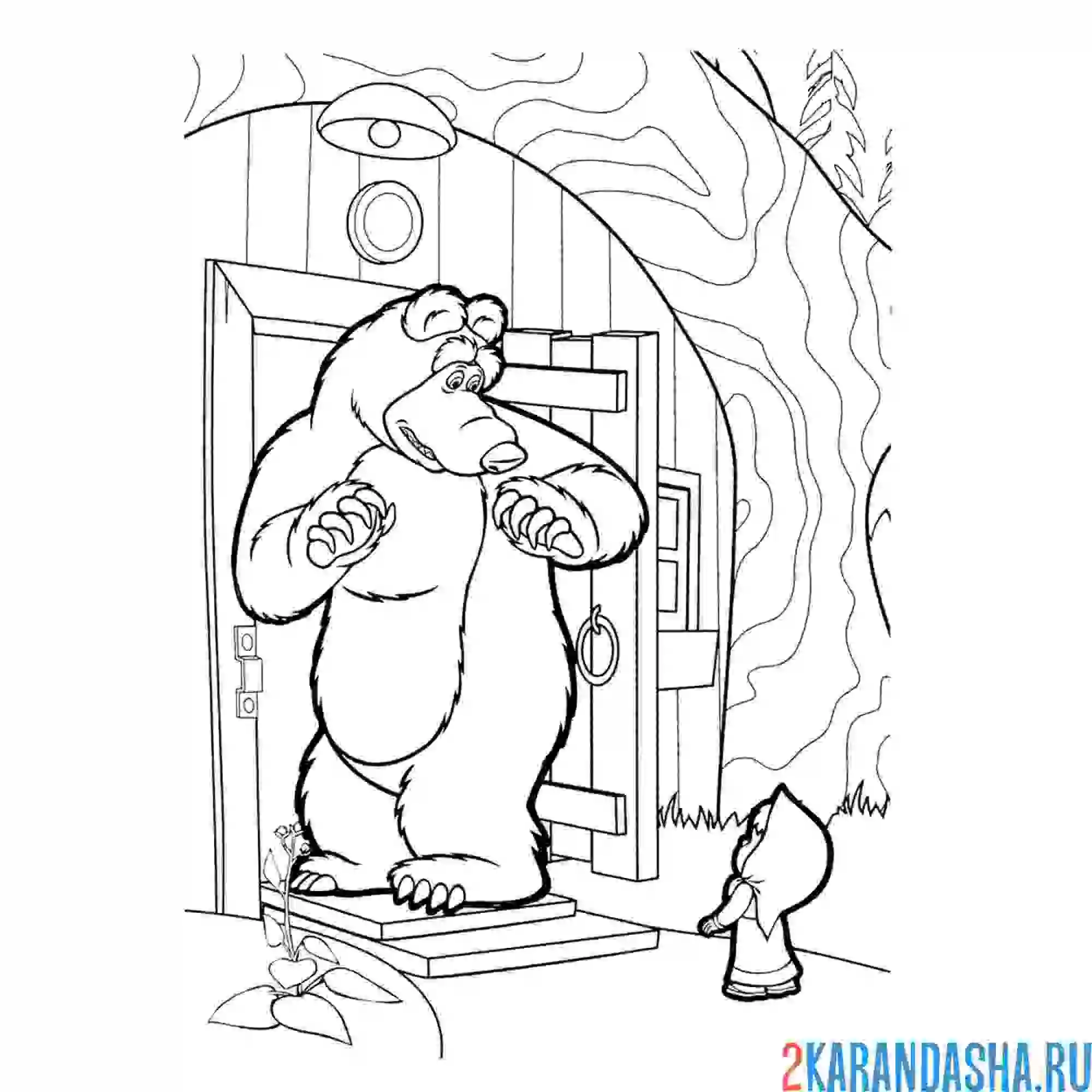 Раскраска маша напугала мишу