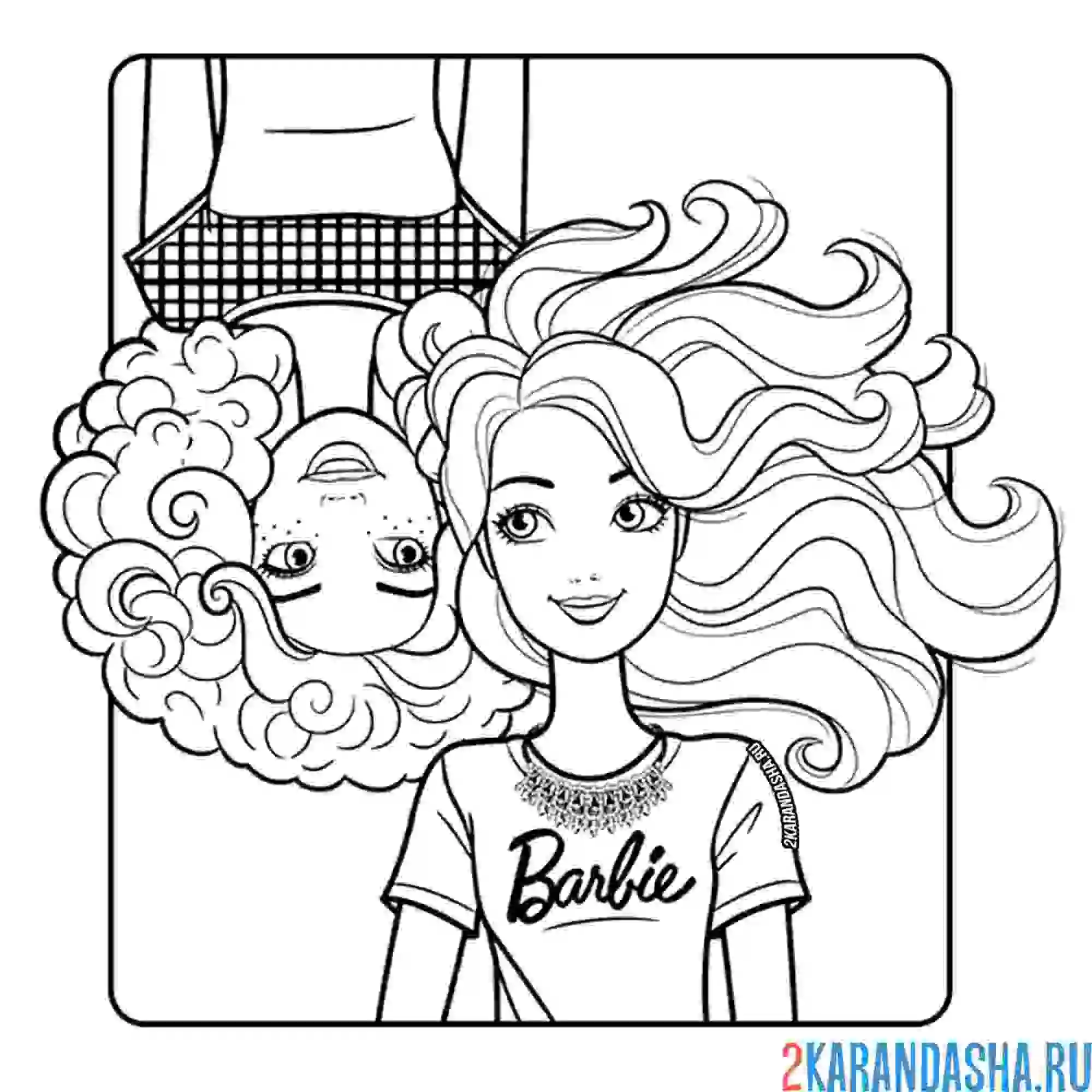 Раскраска барби модницы делают селфи