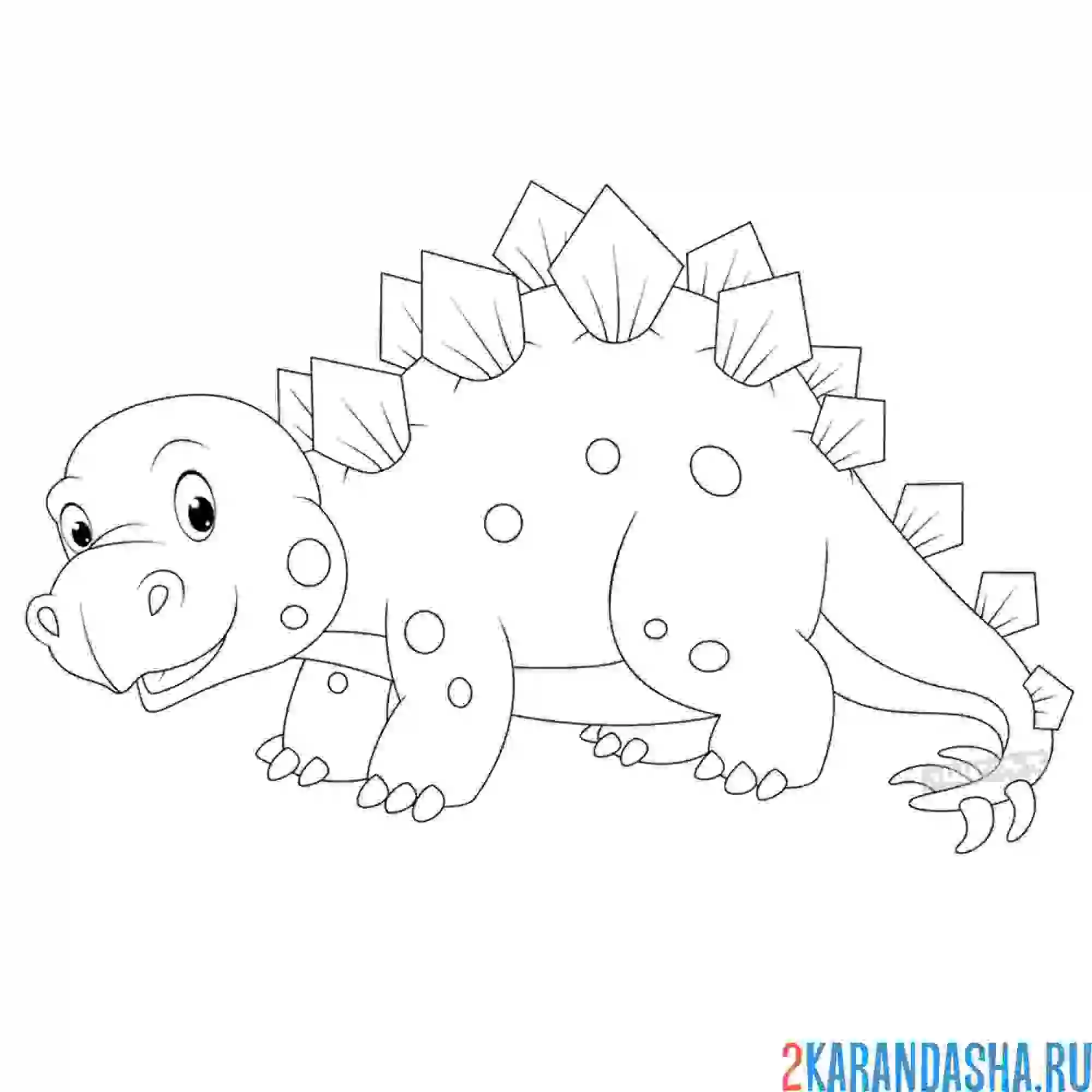 Раскраска очень милый динозавр