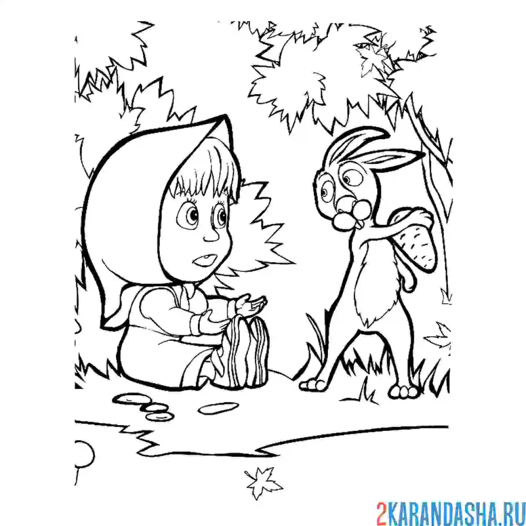 Раскраска маша и заяц