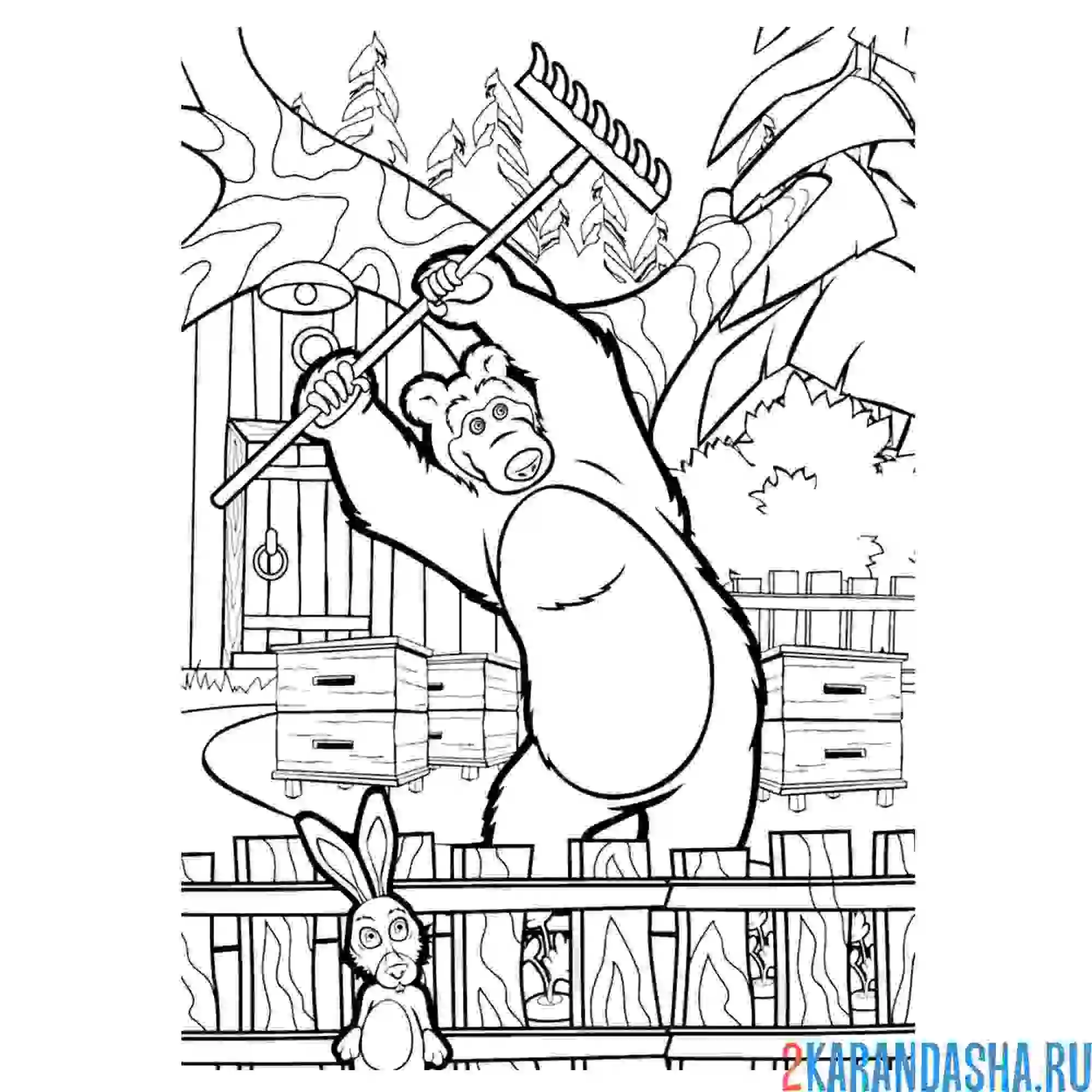 Раскраска домик мишки