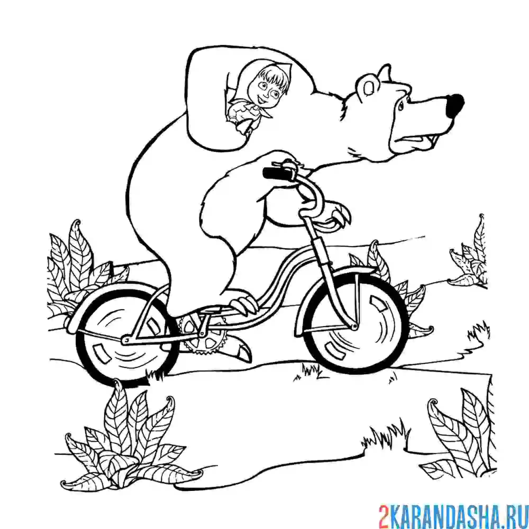 Раскраска мишка на велосипеде