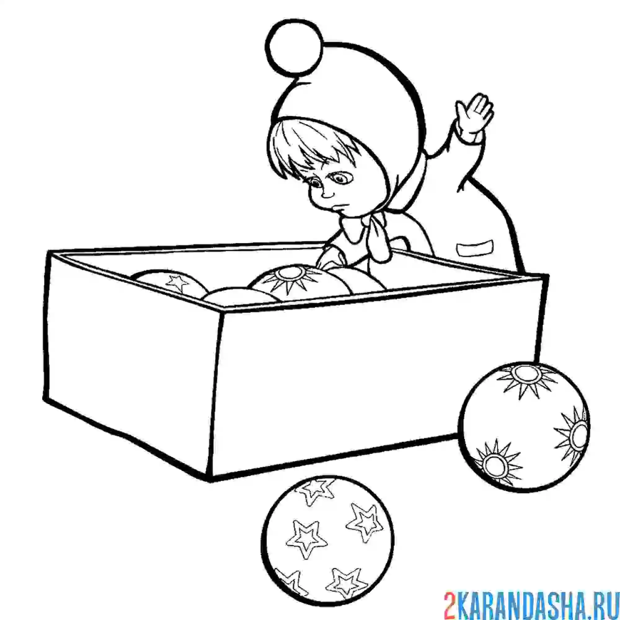 Раскраска маша и елочные игрушки