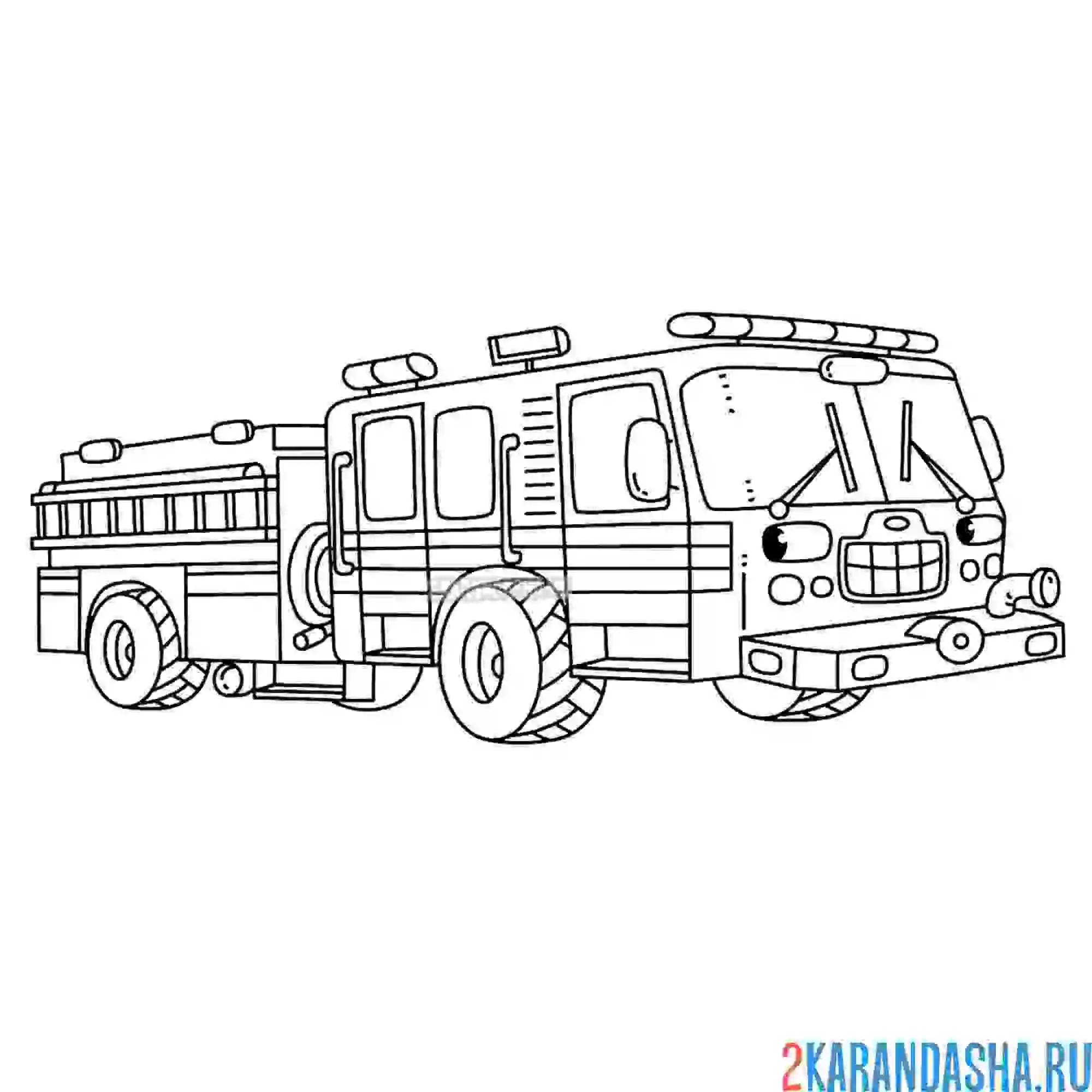Раскраска большая пожарная