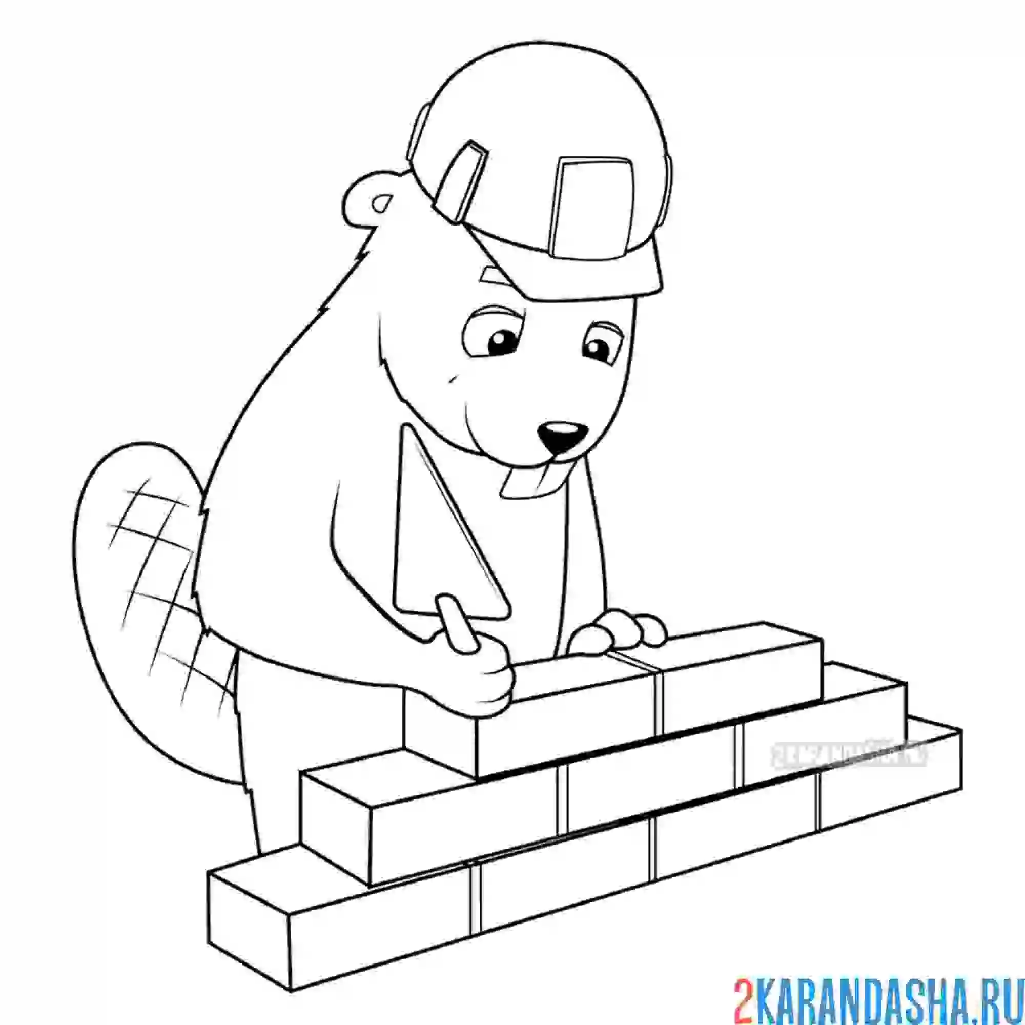 Раскраска бобер на стройке