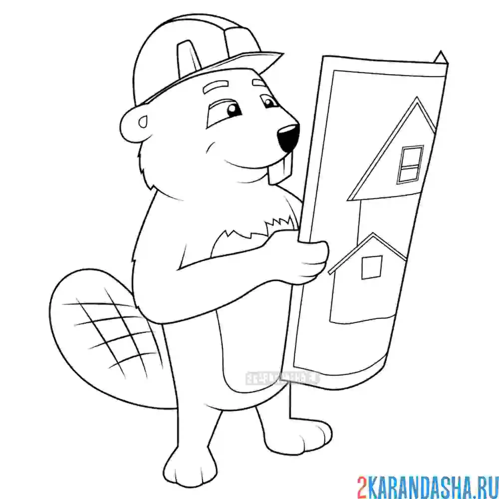 Раскраска бобер прораб