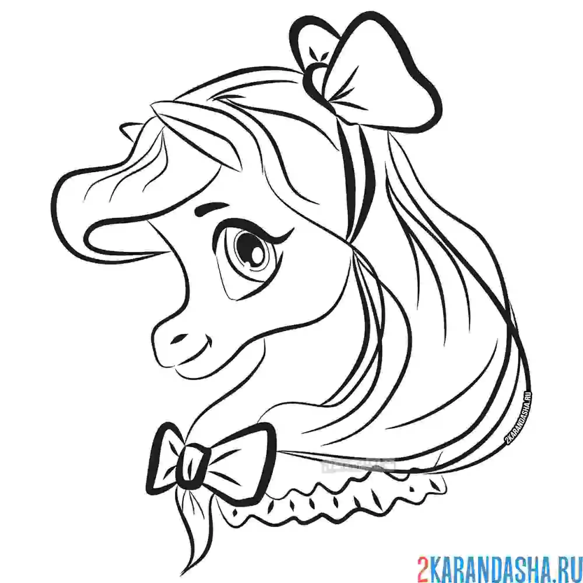 Раскраска пони с бантиком