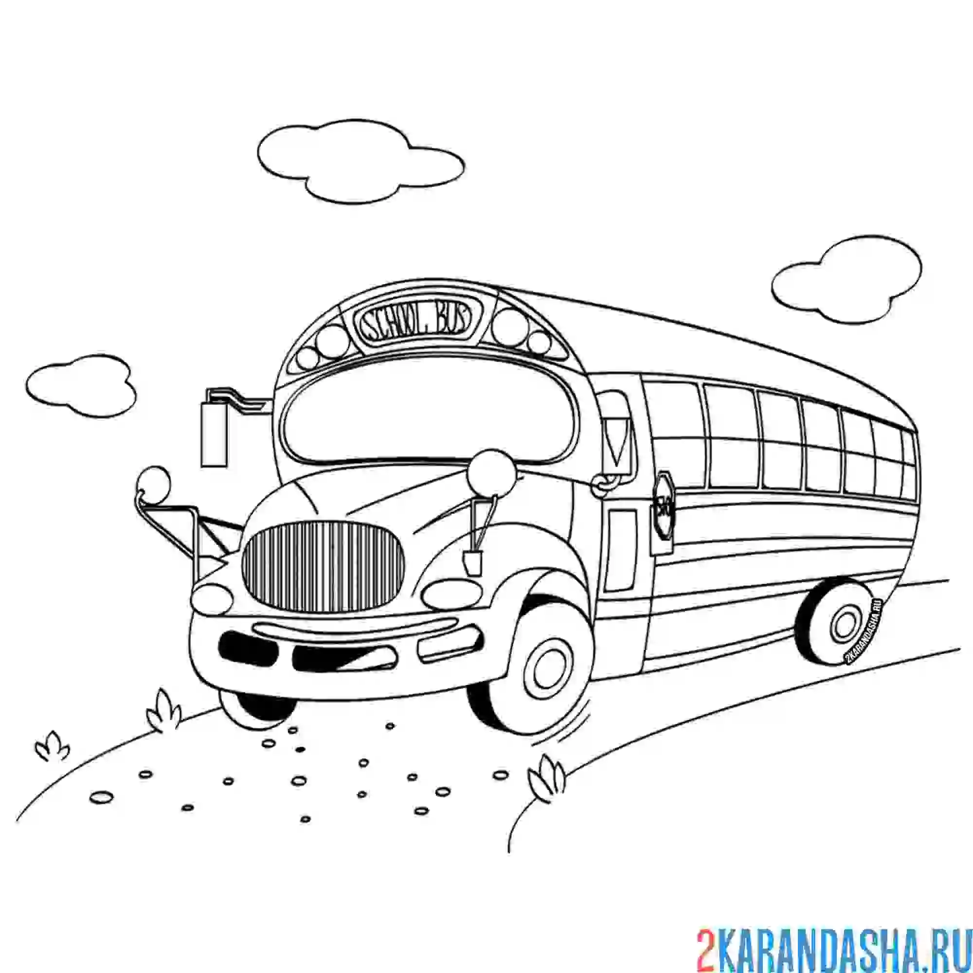 Раскраска школьный автобус