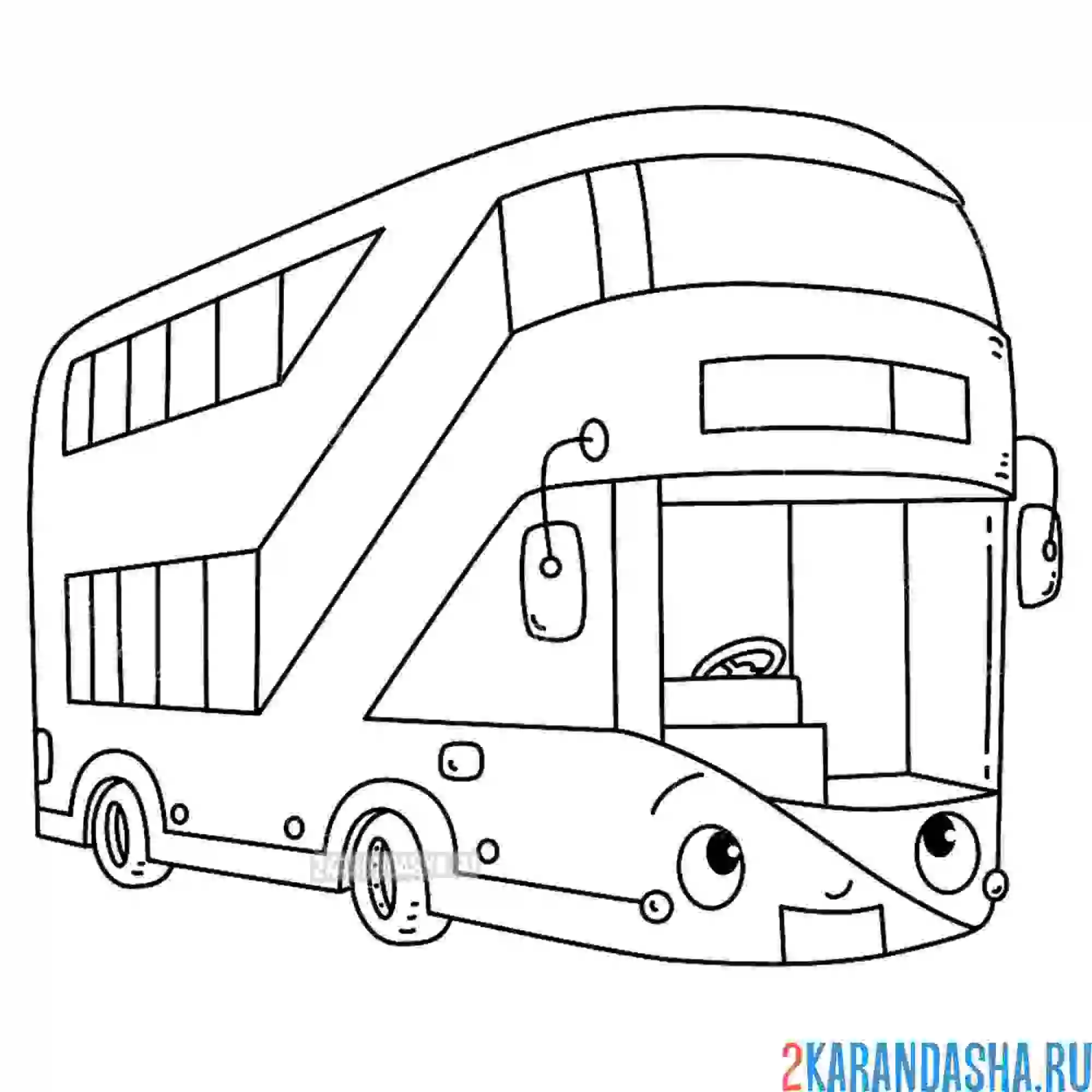 Раскраска двухэтажный автобус