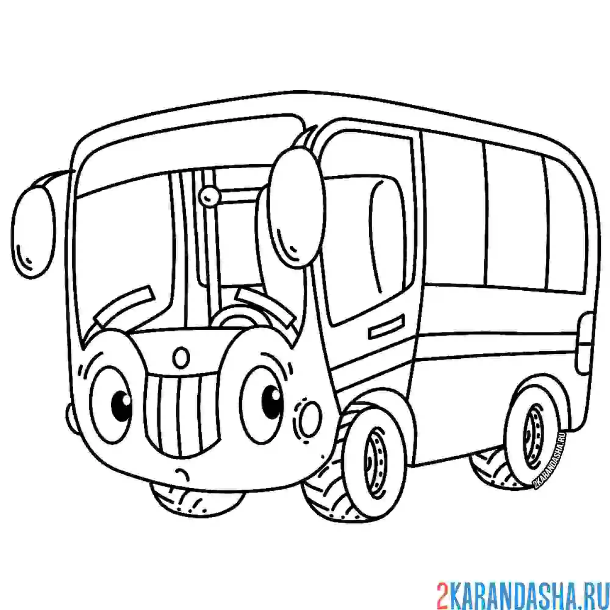 Раскраска автобус с глазками