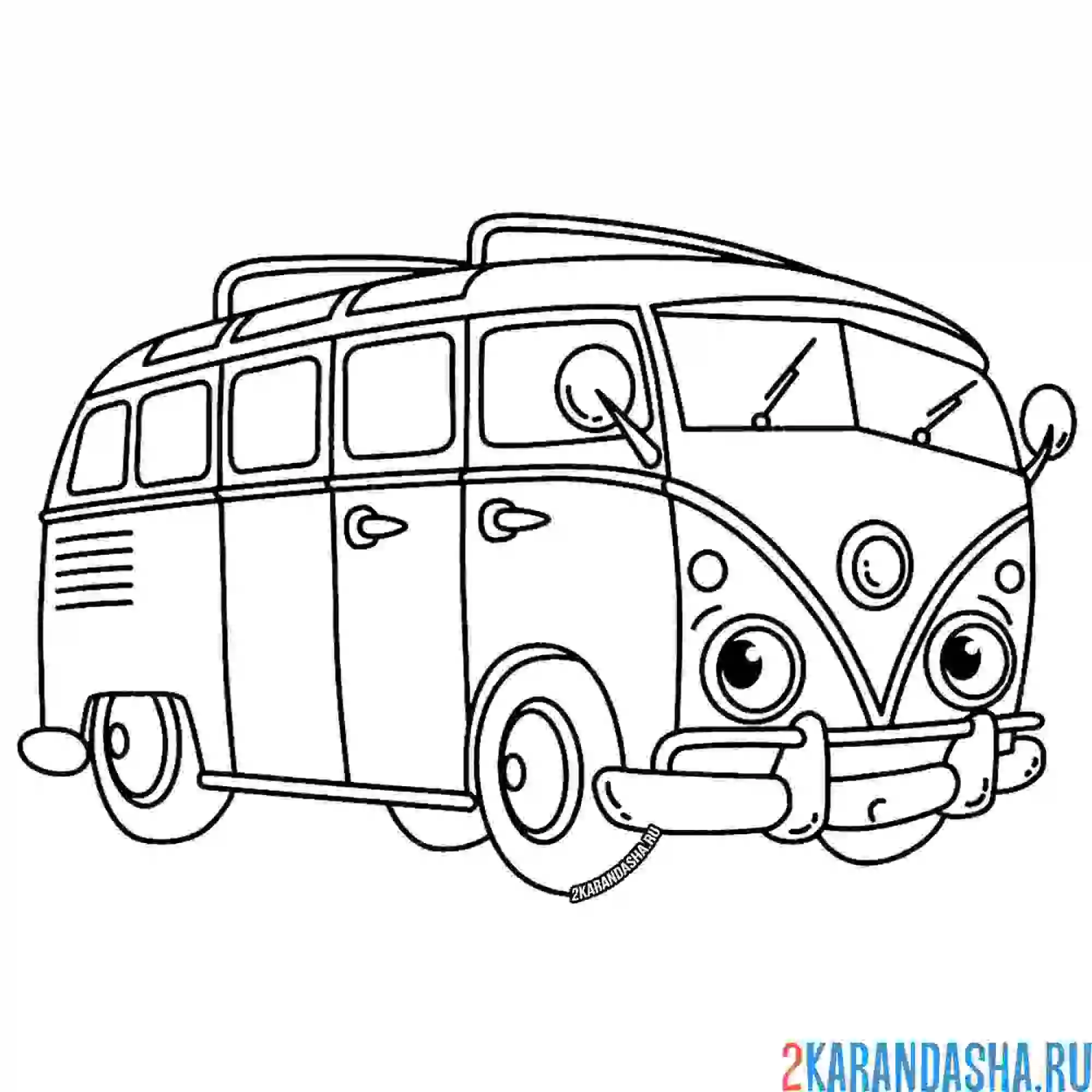 Раскраска маленький ретро автобус