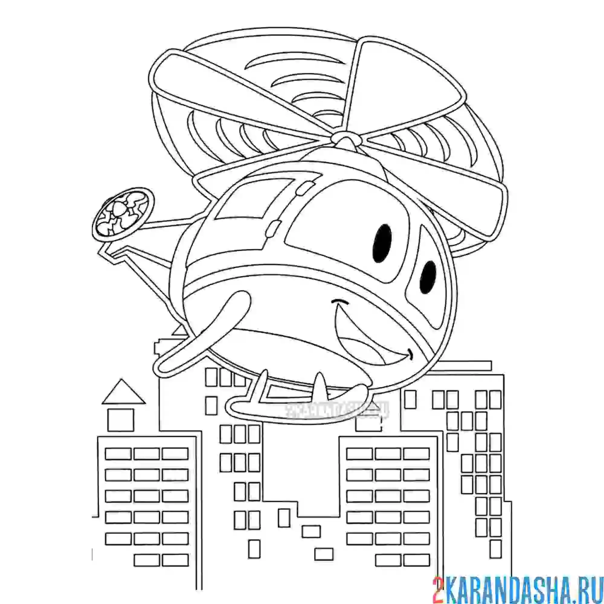 Раскраска милый вертолет