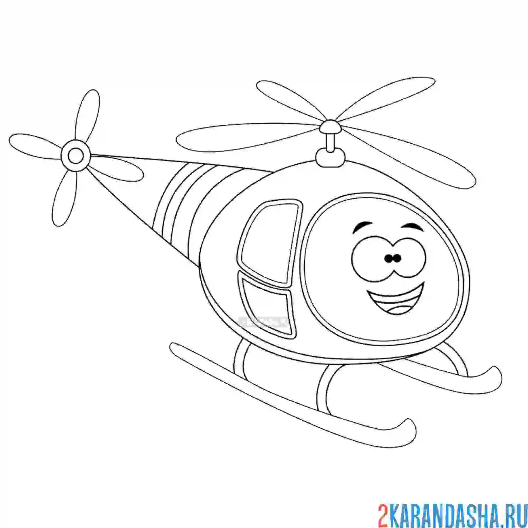 Раскраска вертолет с глазками