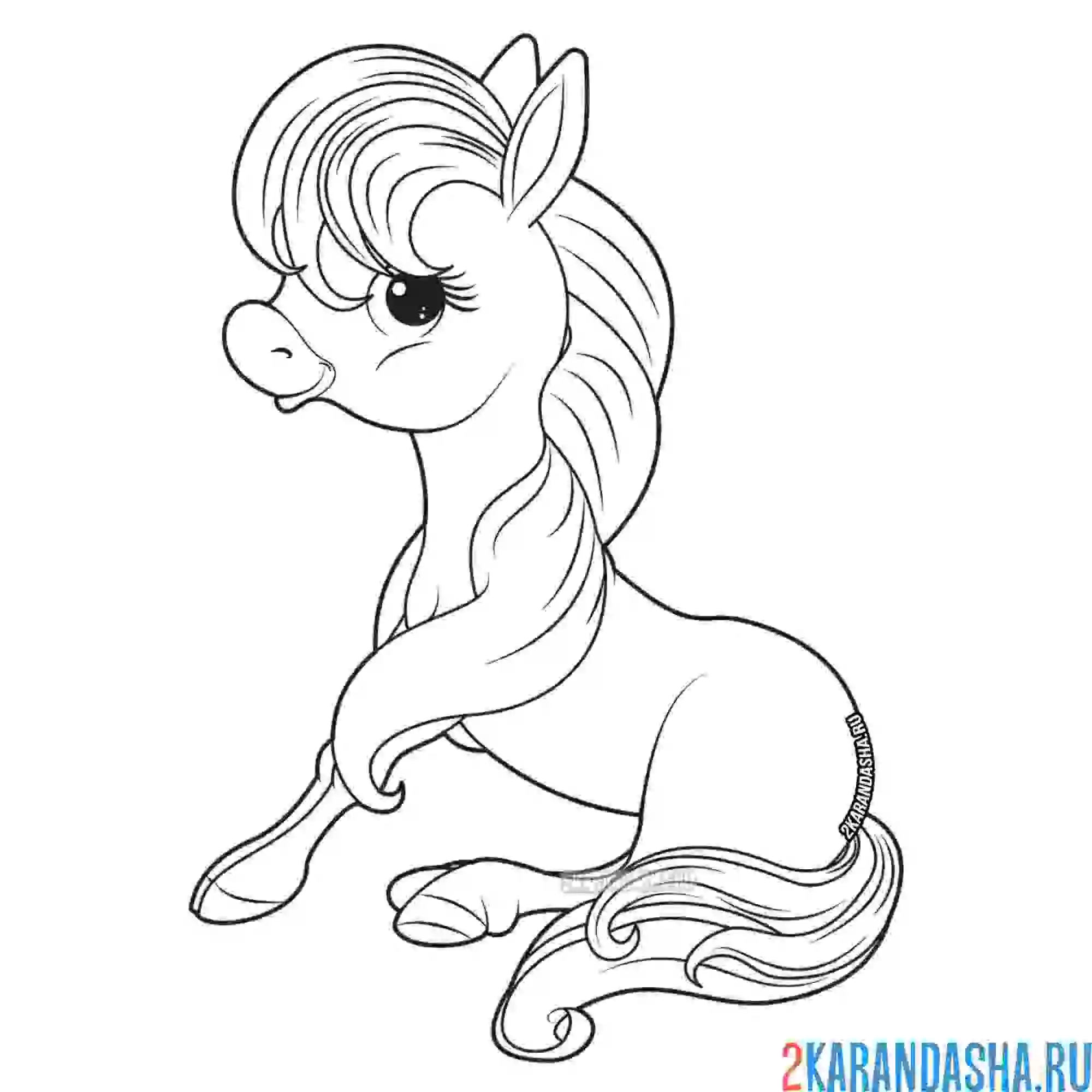 Раскраска пони милая лошадка