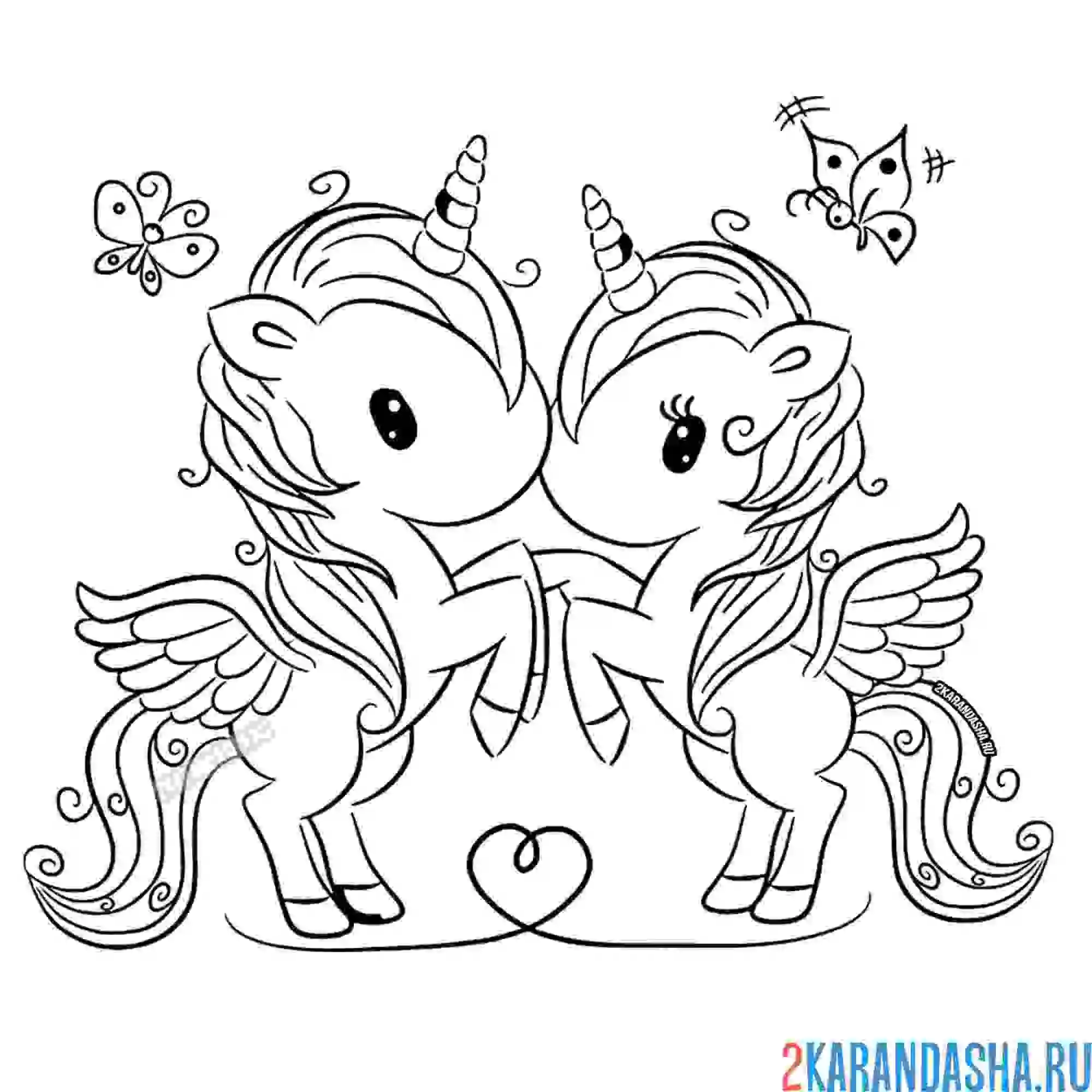 Раскраска единороги мальчики и девочка любовь
