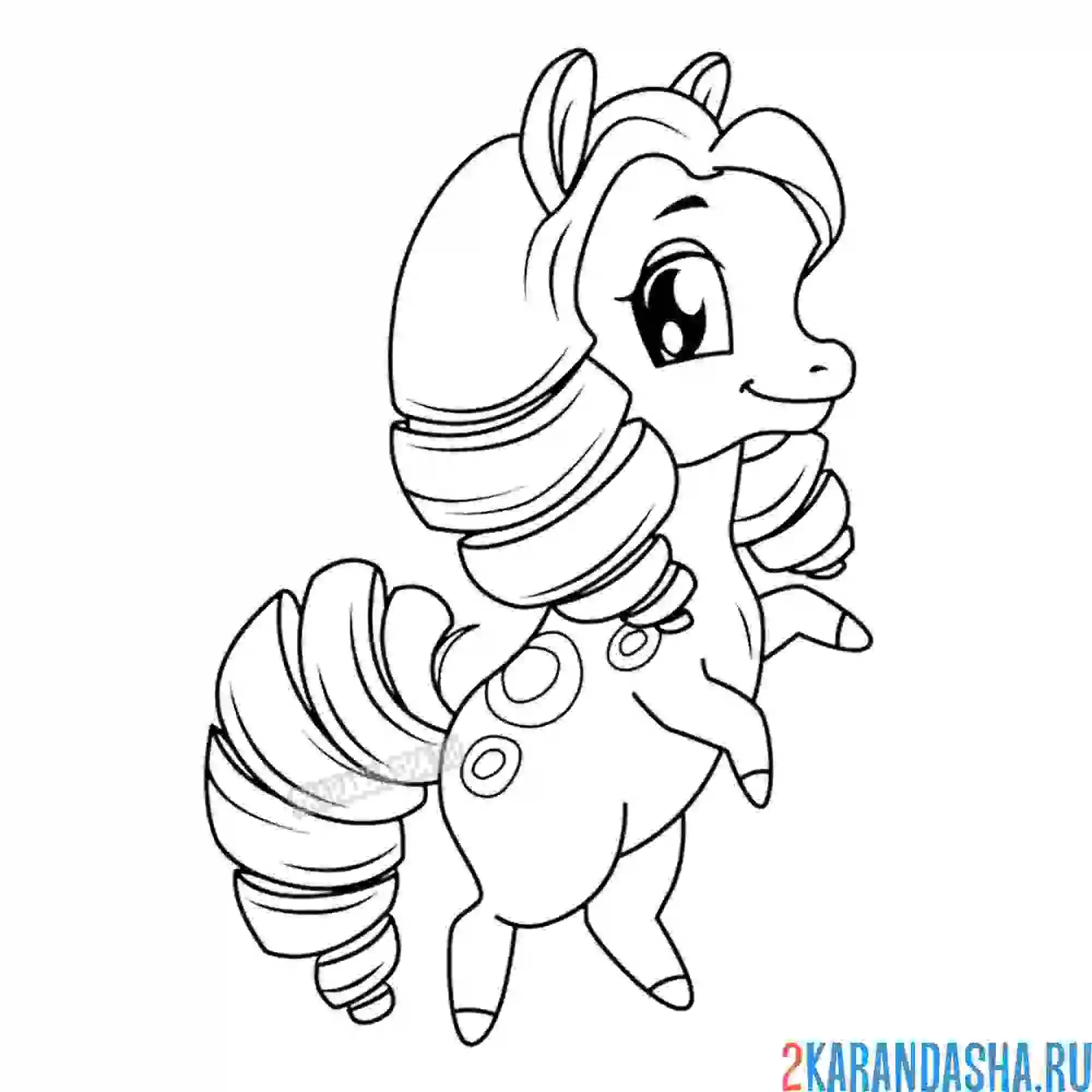 Раскраска милый пони с красивой гривой
